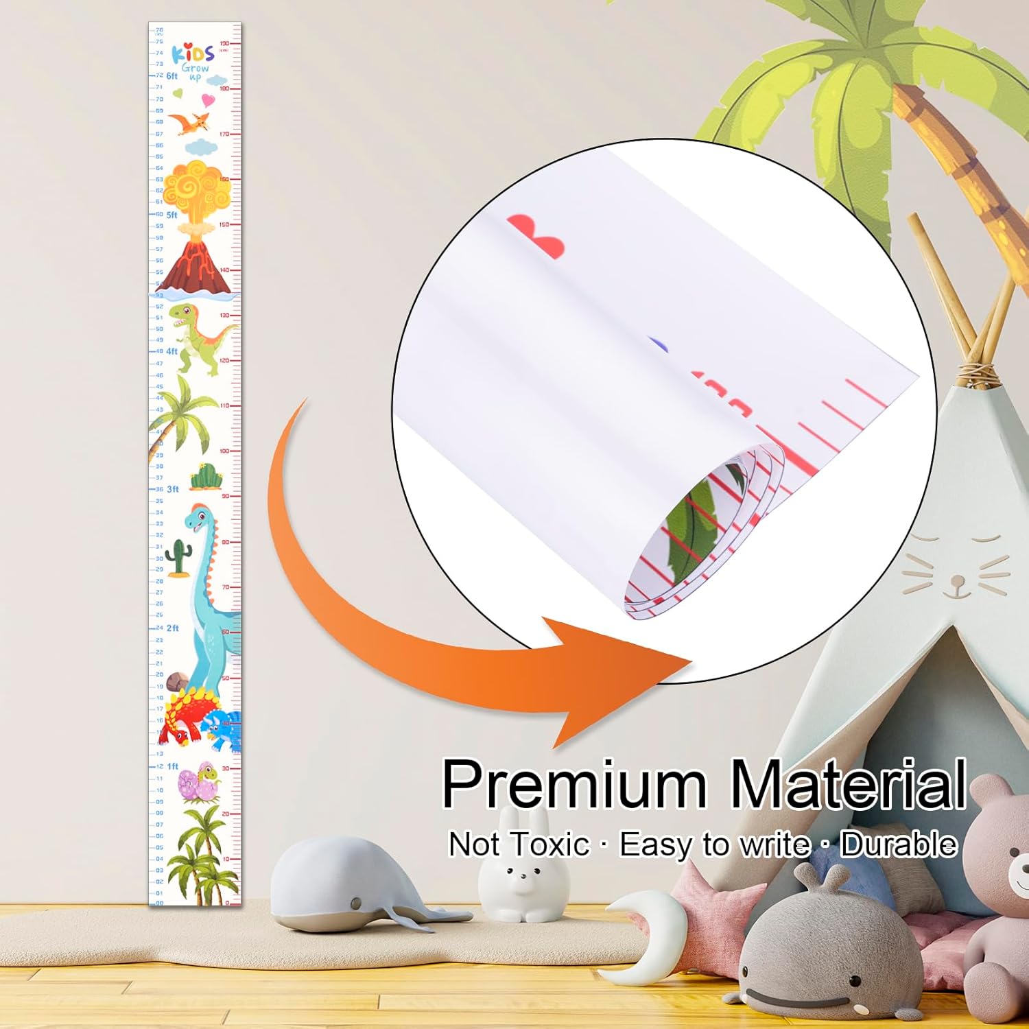 Baby Height Growth Chart with Dinosaur Design