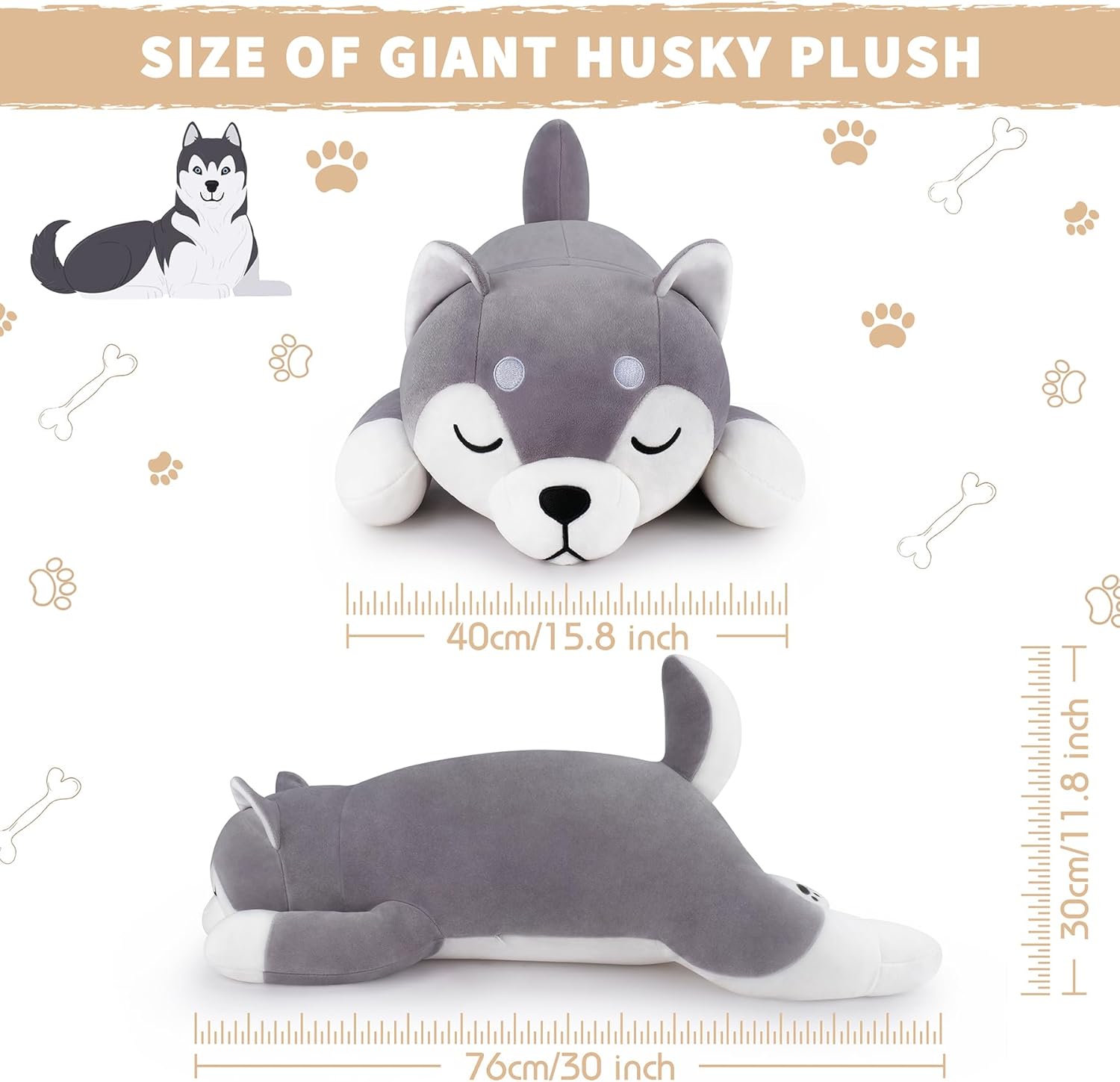 Auspicious Beginning 30 Inch Husky Plush Pillow