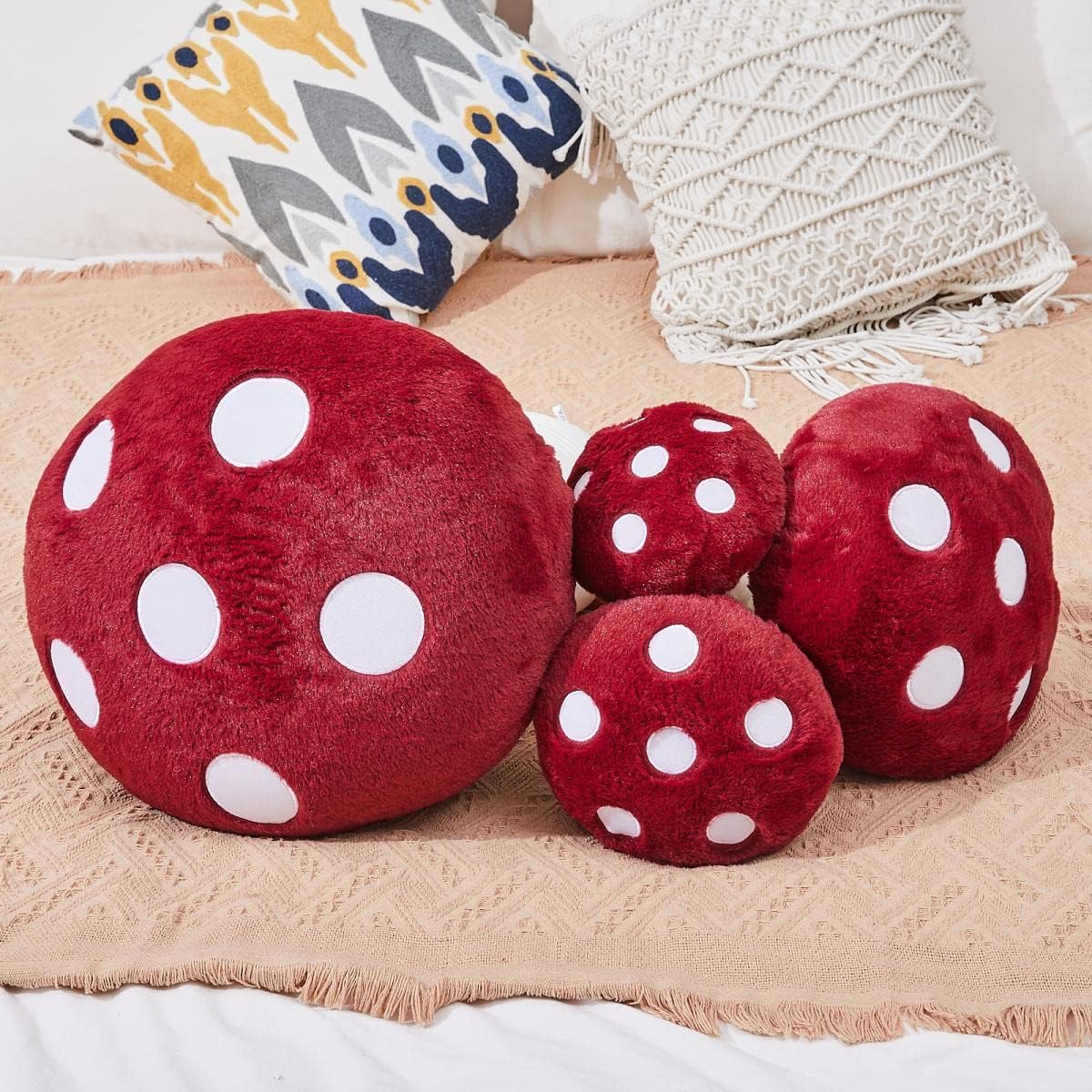 Bestsea Red Mushroom Plush Pillow