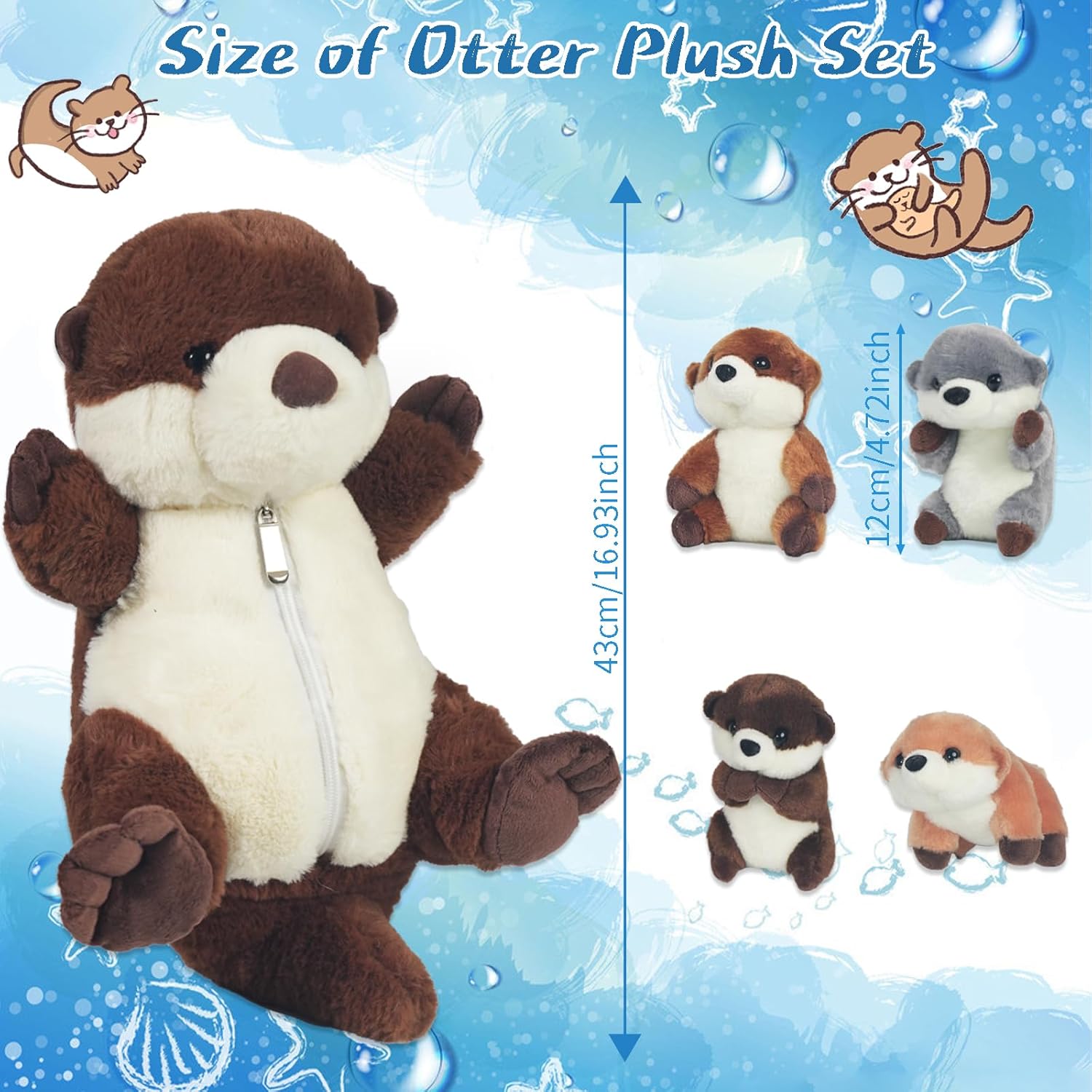 5 Pcs Sea Otter Plush Set