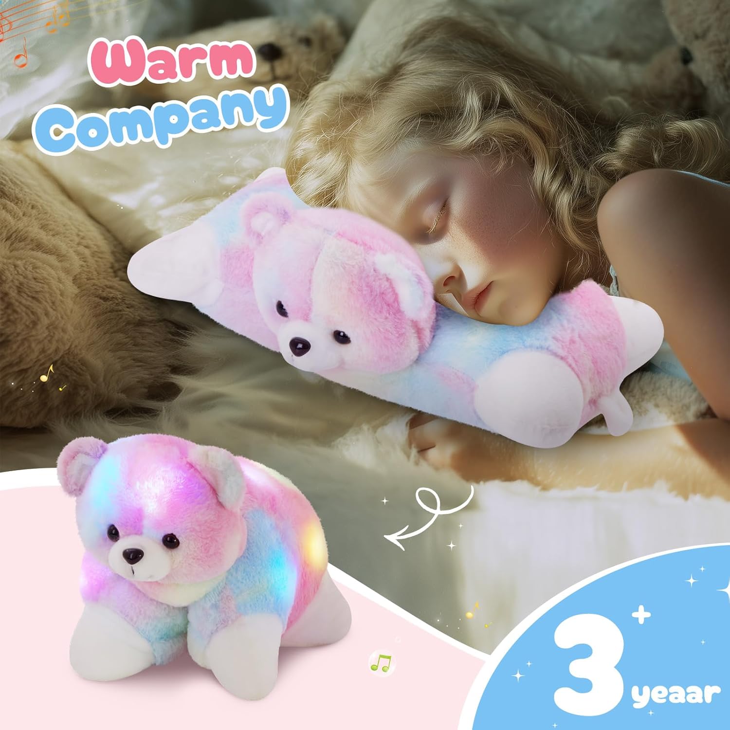 Glow Guards Light Up Musical Teddy Bear Pillow