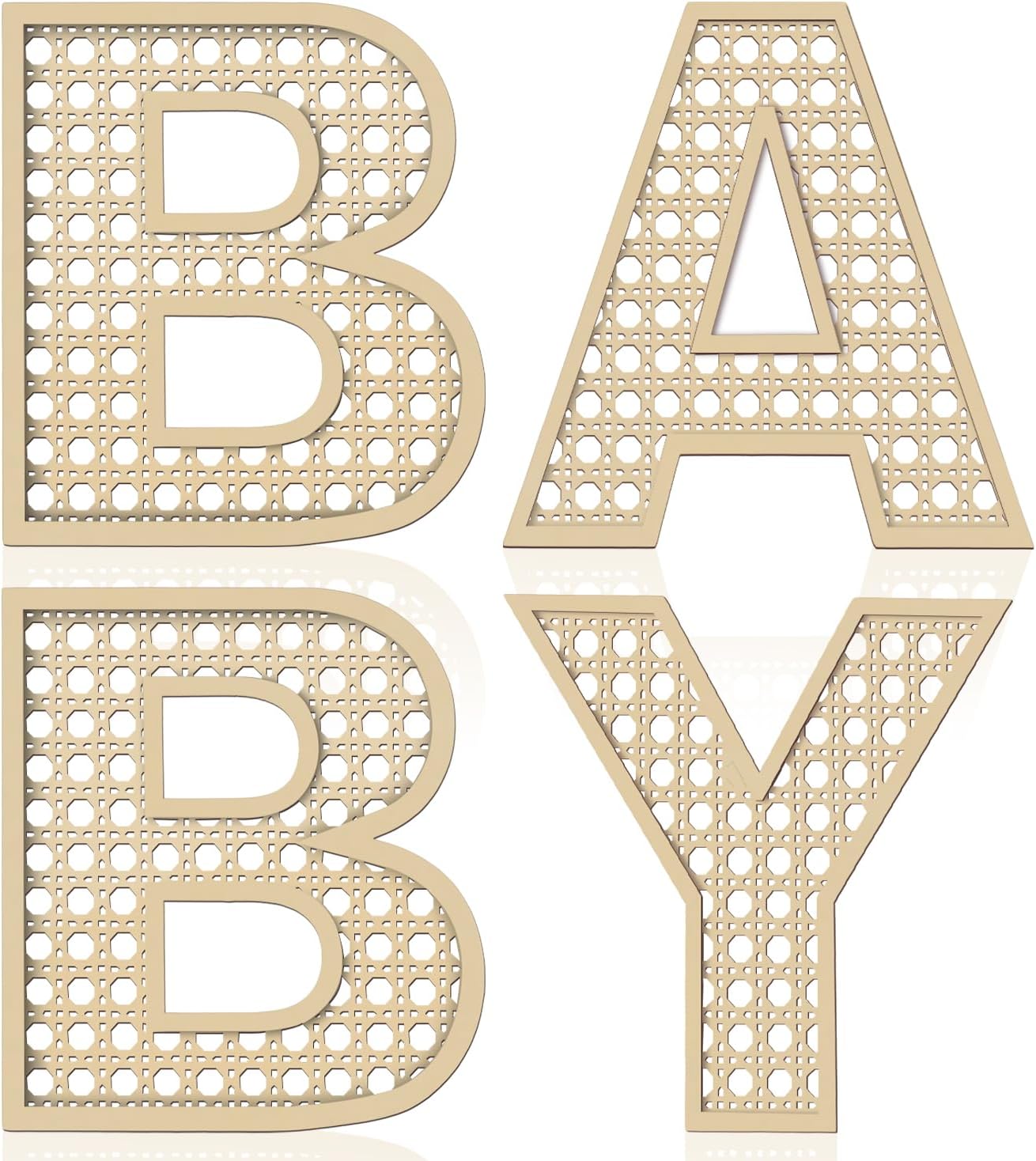 Baby Letters Wooden Rattan 8 Inch 4Pcs Wall Decor