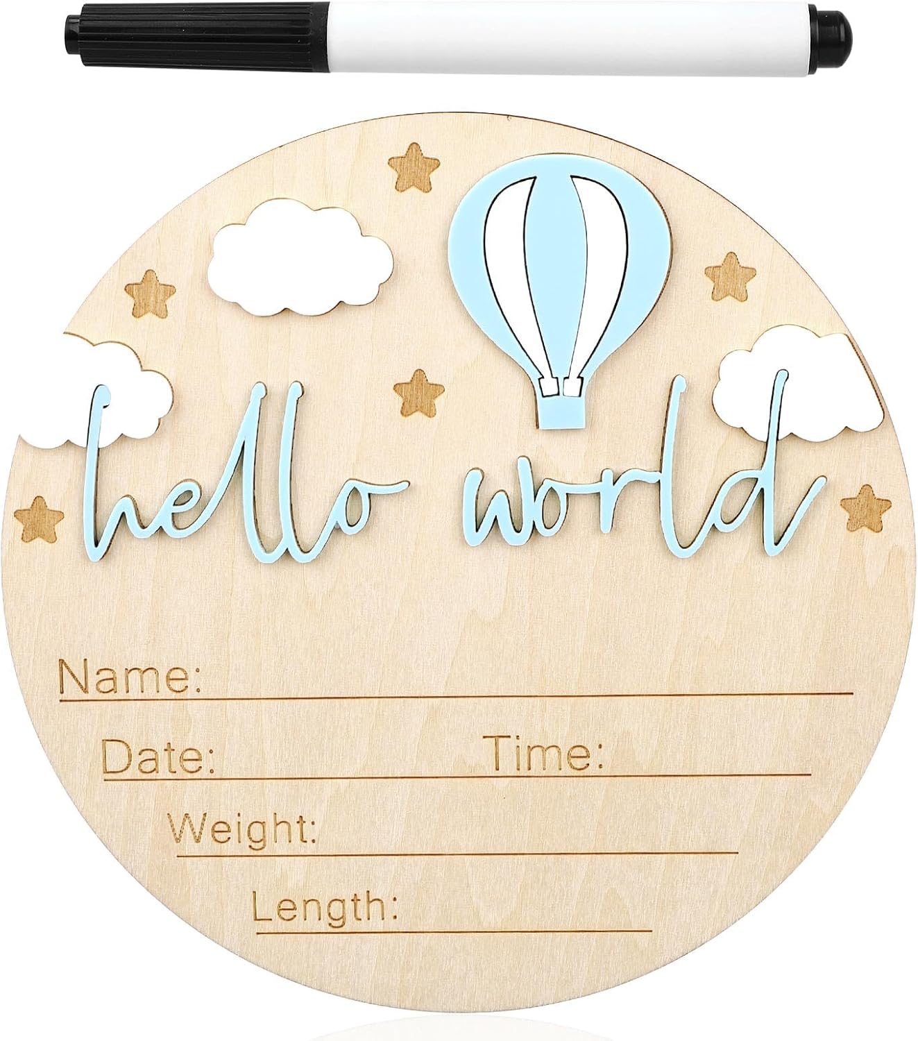 Wooden Baby Welcome Sign with Hello World