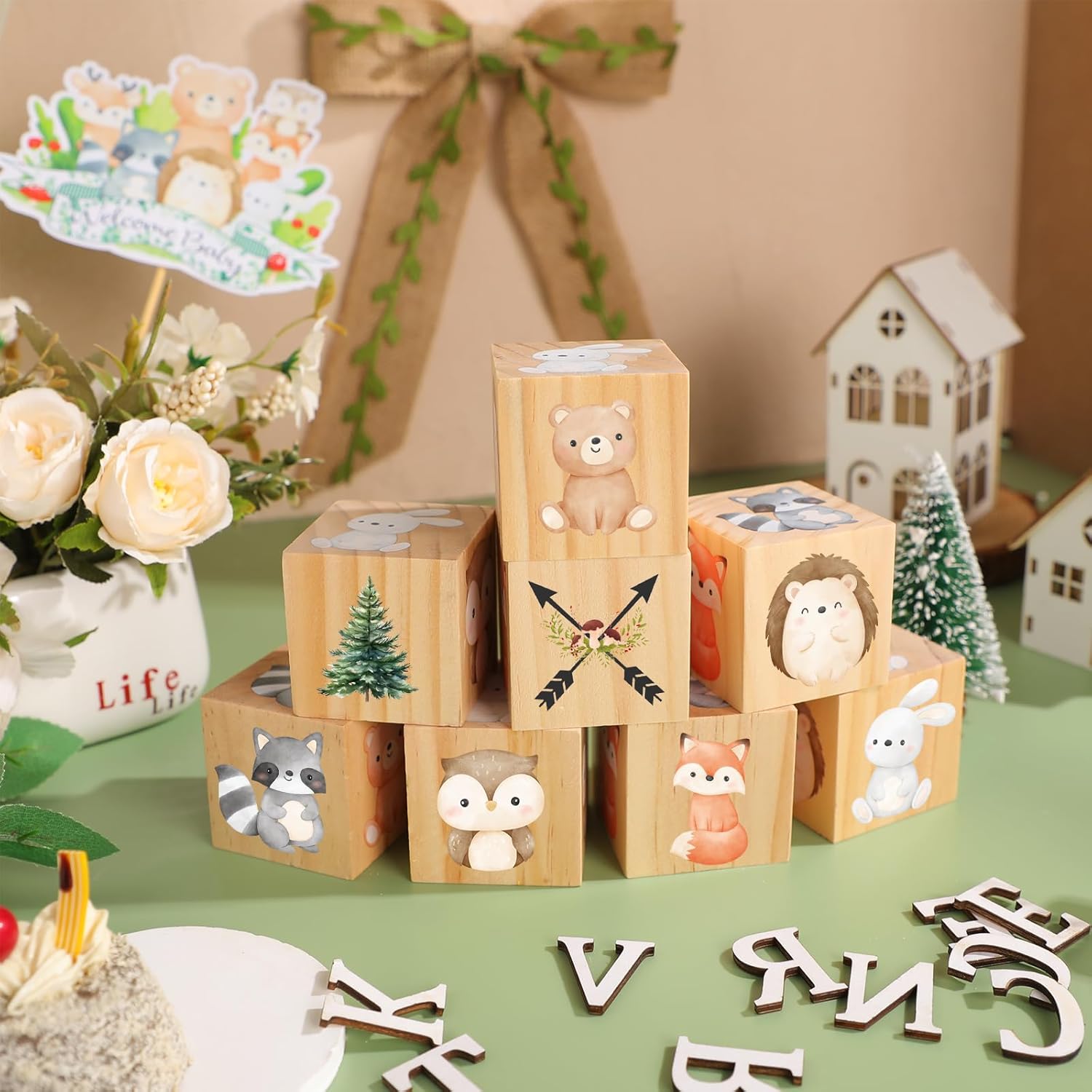 Custom Woodland Animals Name Sign Blocks