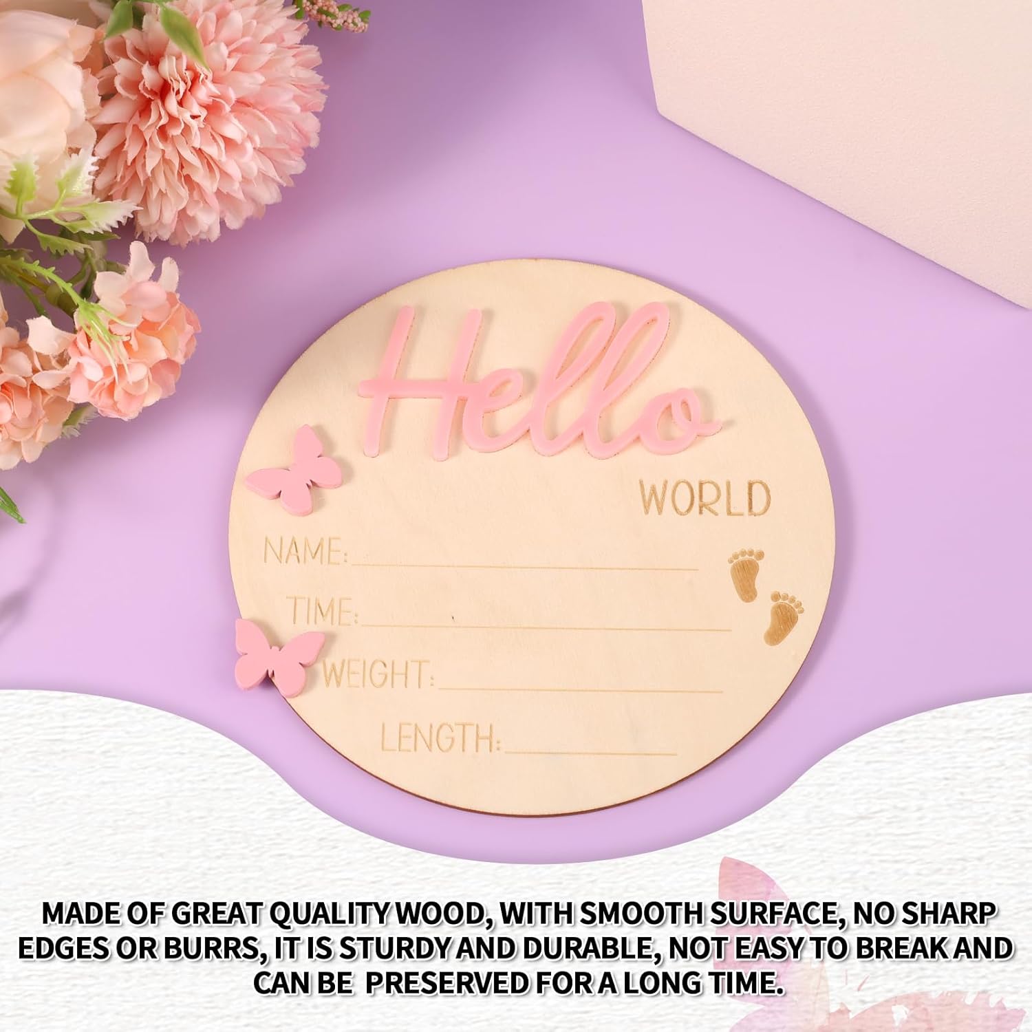 Baby Announcement Wooden Sign Board