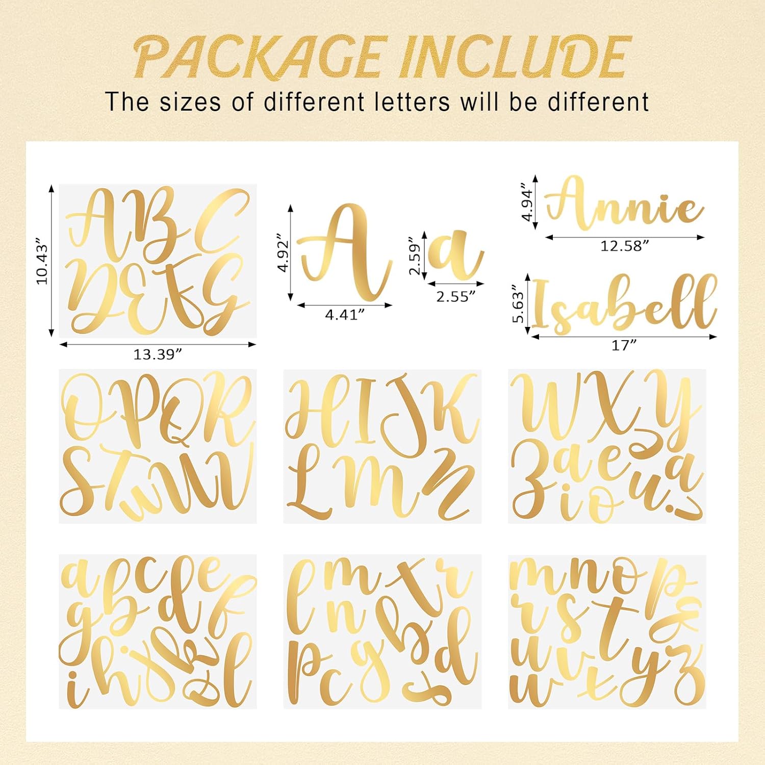 Boao 7 Letter Wall Decal Set Gold Alphabet Stickers