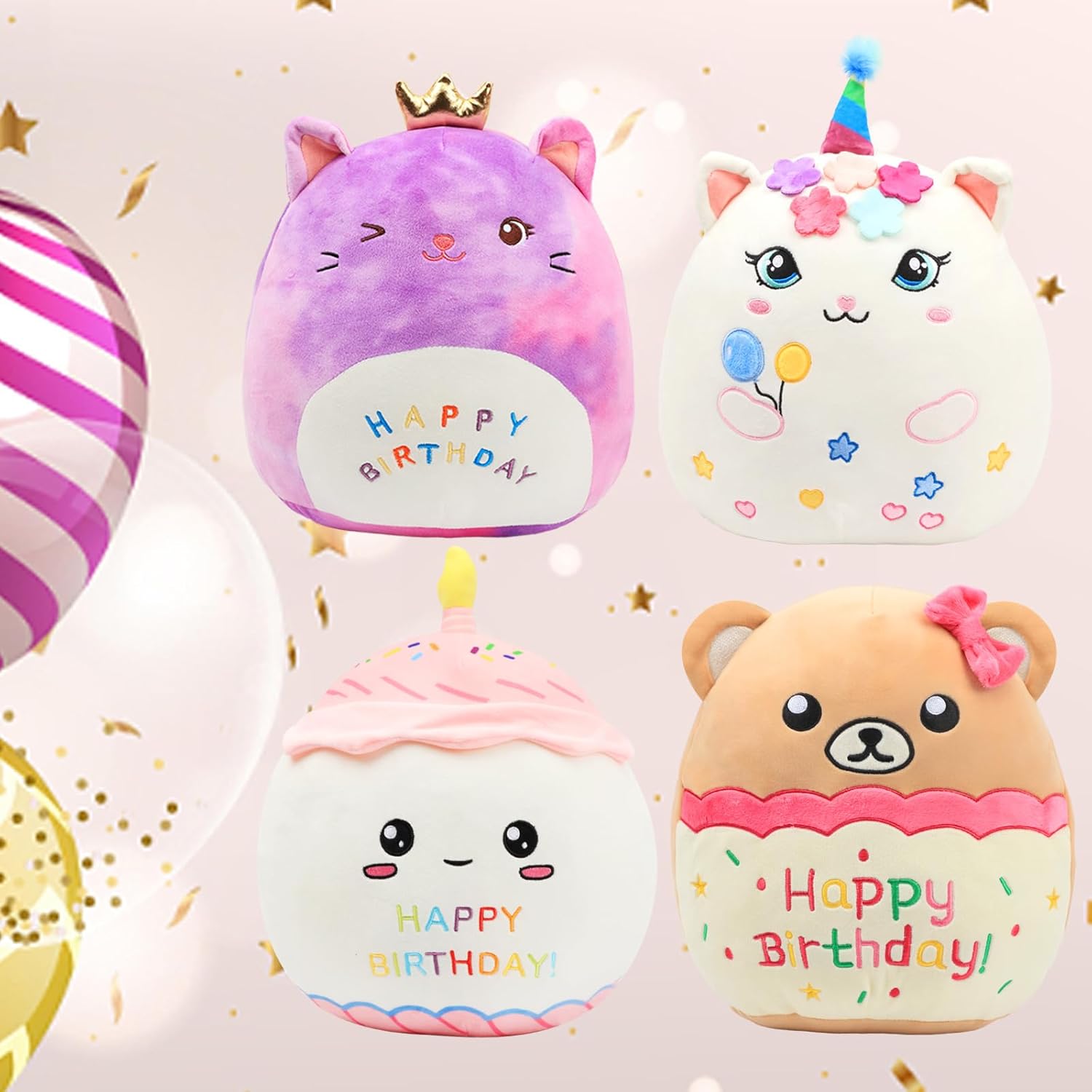 Easfan Birthday Princess Kitty Plush Pillow