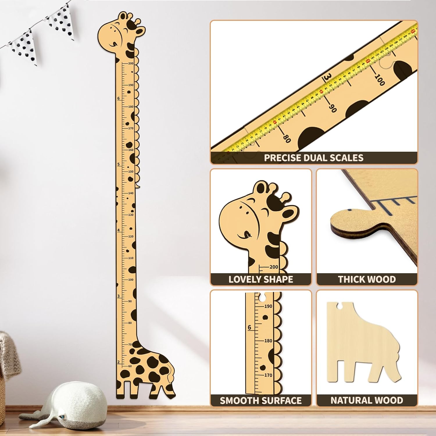 Wooden Growth Chart with Giraffe Design