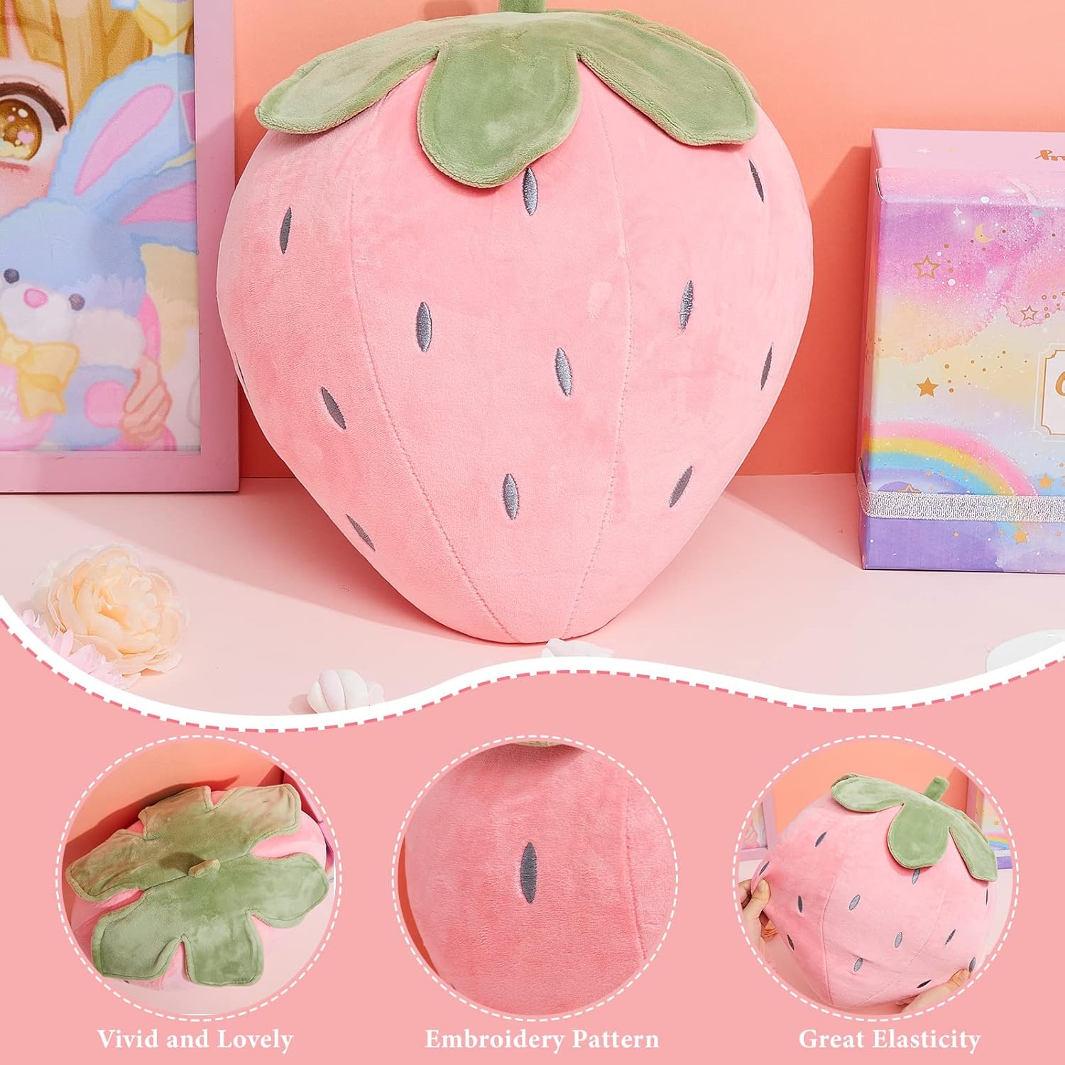 Juexica 2 Pcs Strawberry Plush Pillow