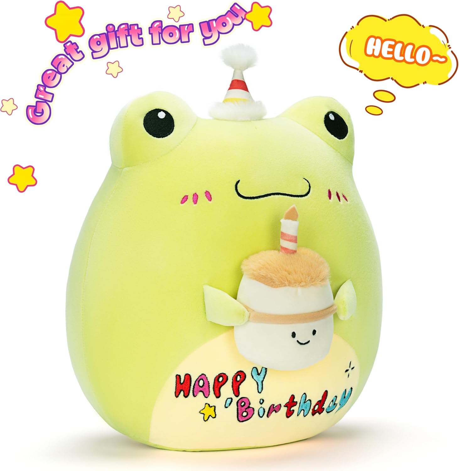 Original 14 Inch Happy Birthday Frog Plush Pillow