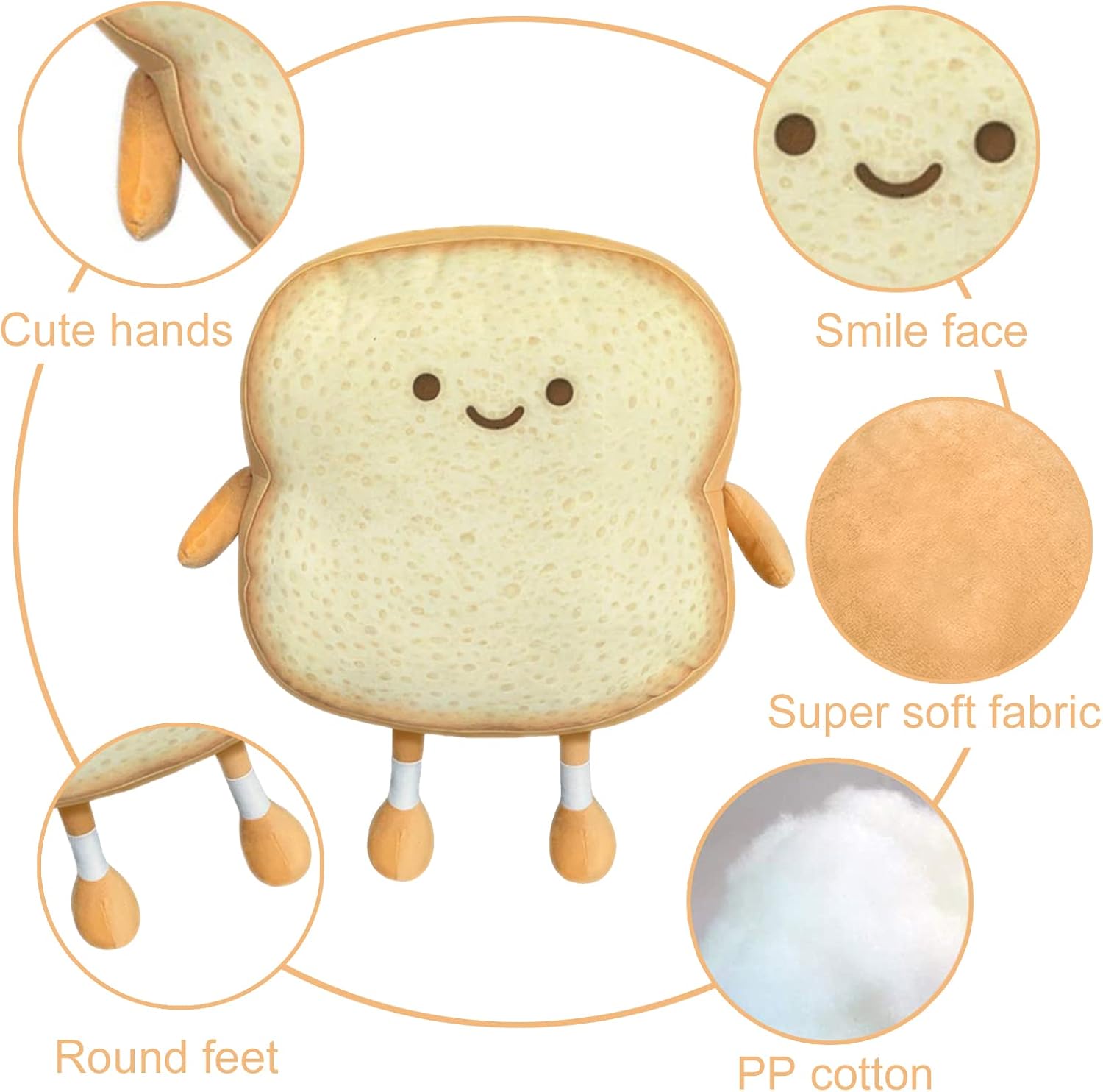Funny Toast Bread Plush Pillow Toy