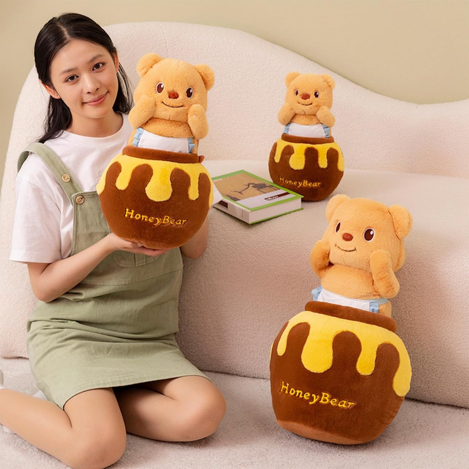 Cute Bear Plush Pillow with Honey Bar