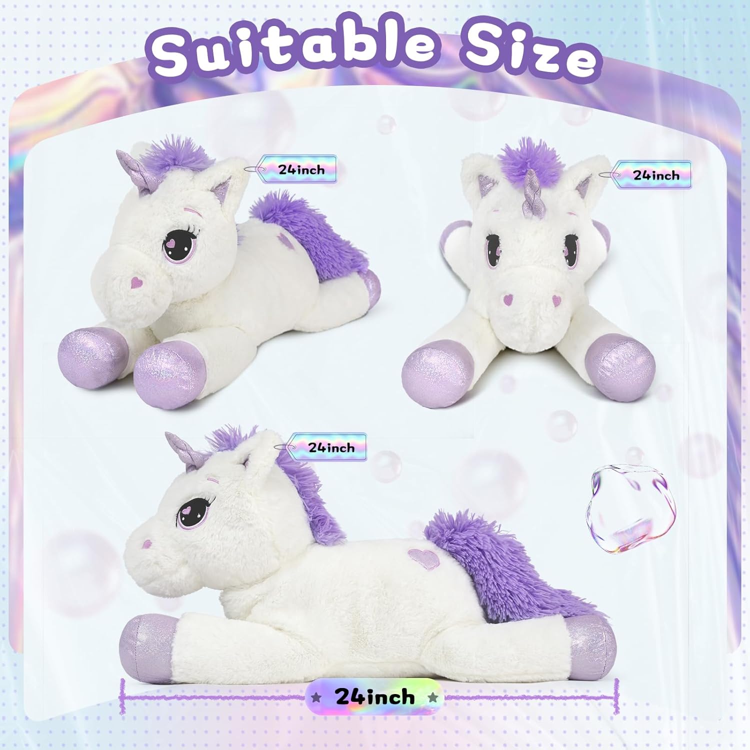 Big Stuffed Unicorn Plush Pillow 24 Inch