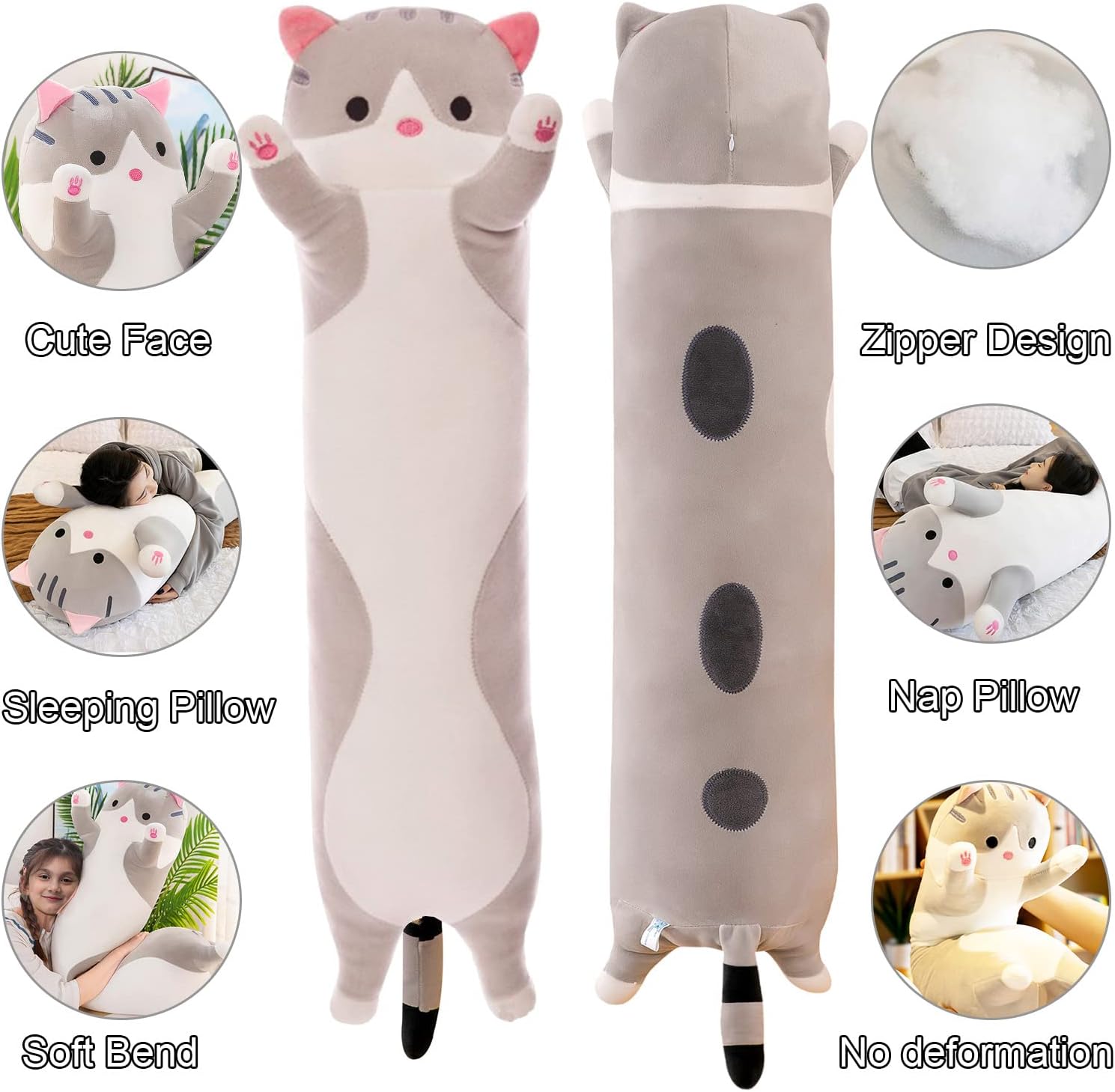 Giant Cat Plush Pillow for Kids and Girlfriend