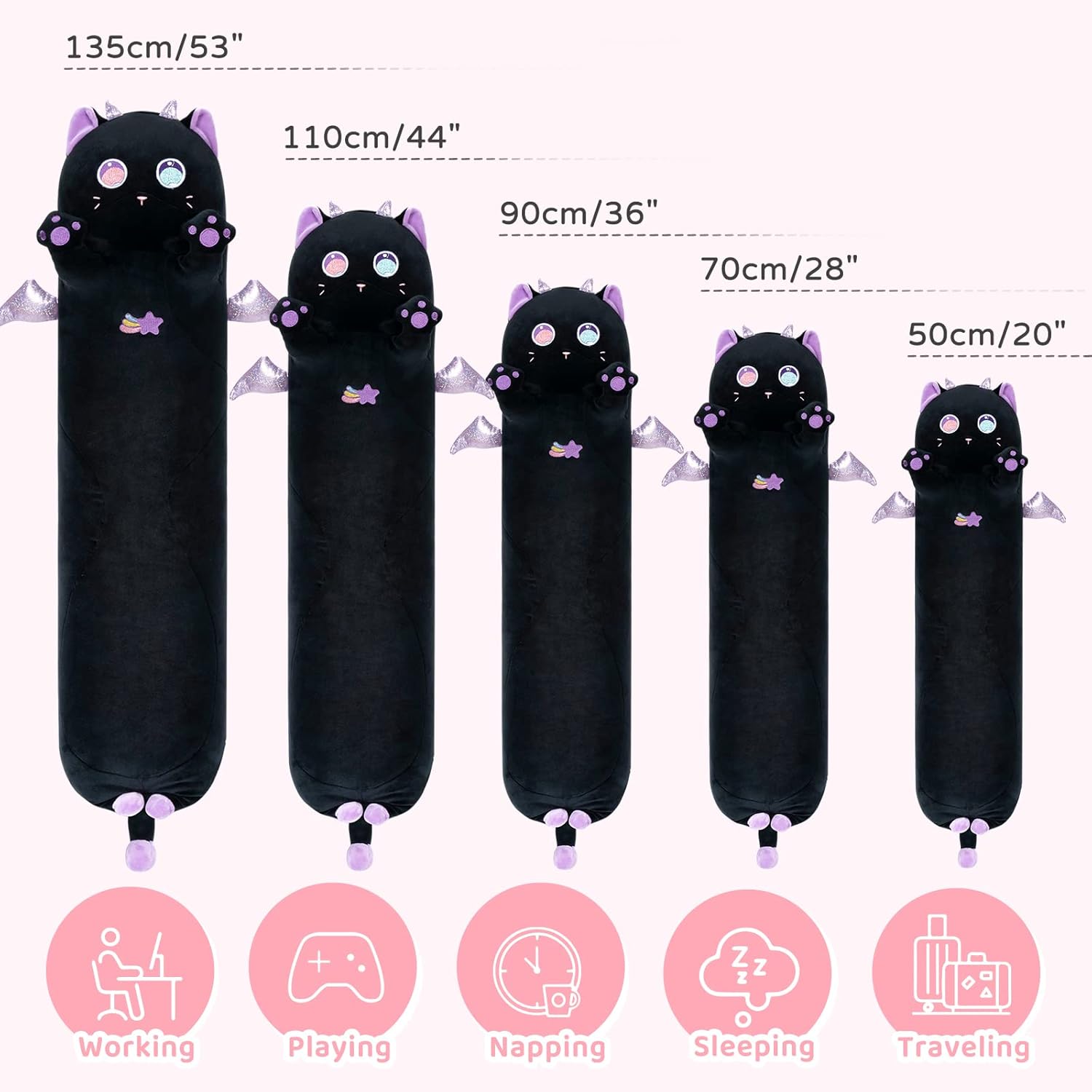 Long Cat Plush Body Pillow for Kids