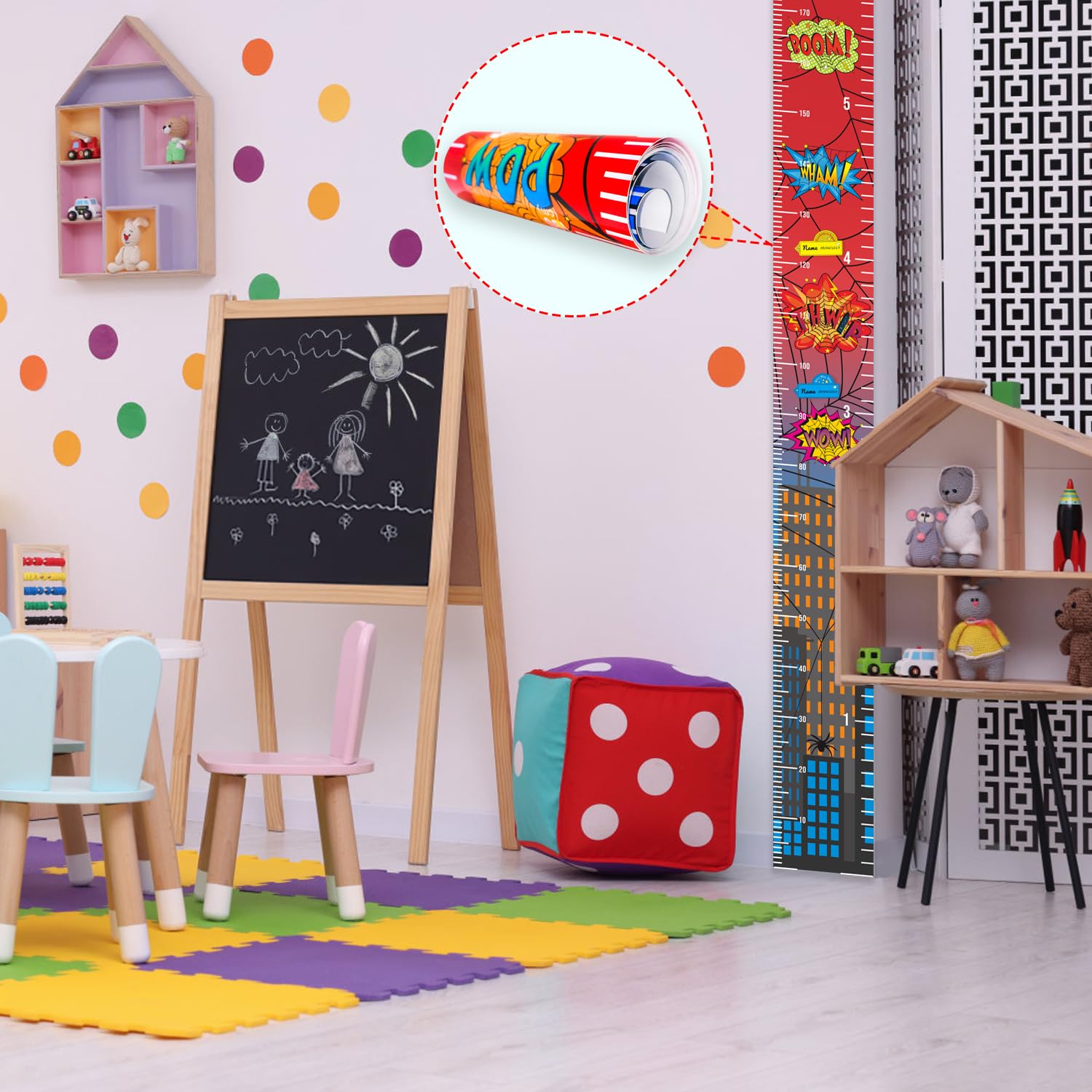 Hero Themed Kids Growth Chart for Wall