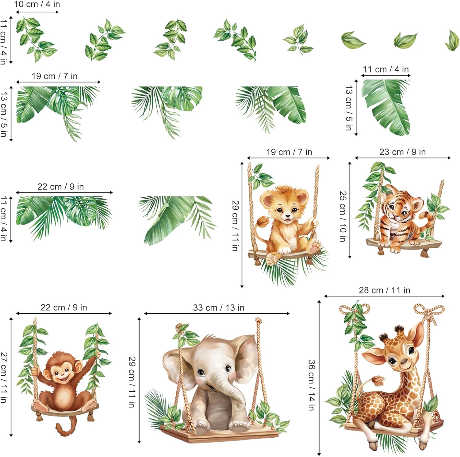 Wondever Jungle Animals Wall Stickers