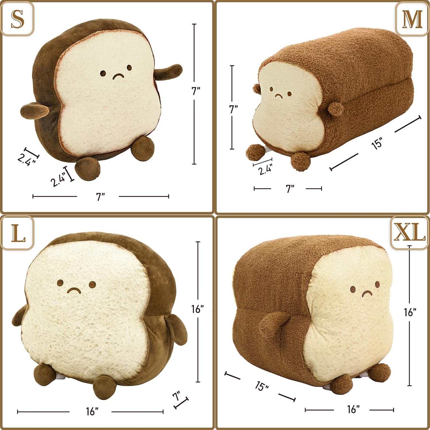 DENTRUN Toast Plush Pillow 15