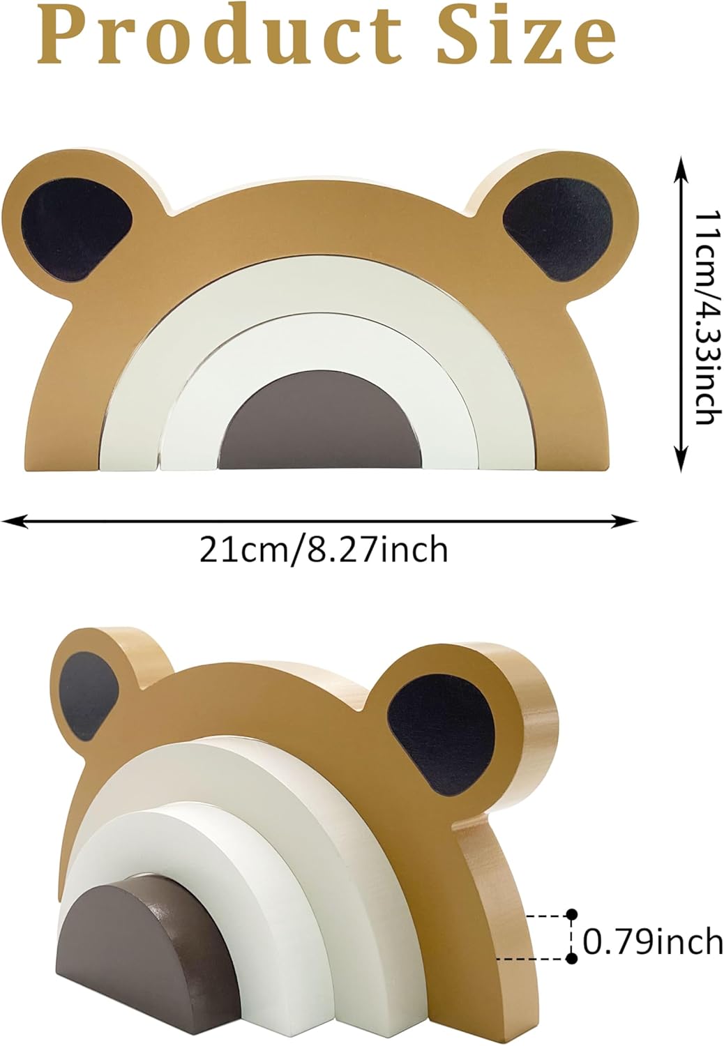 Wooden Bear Rainbow Decor for Nursery Room