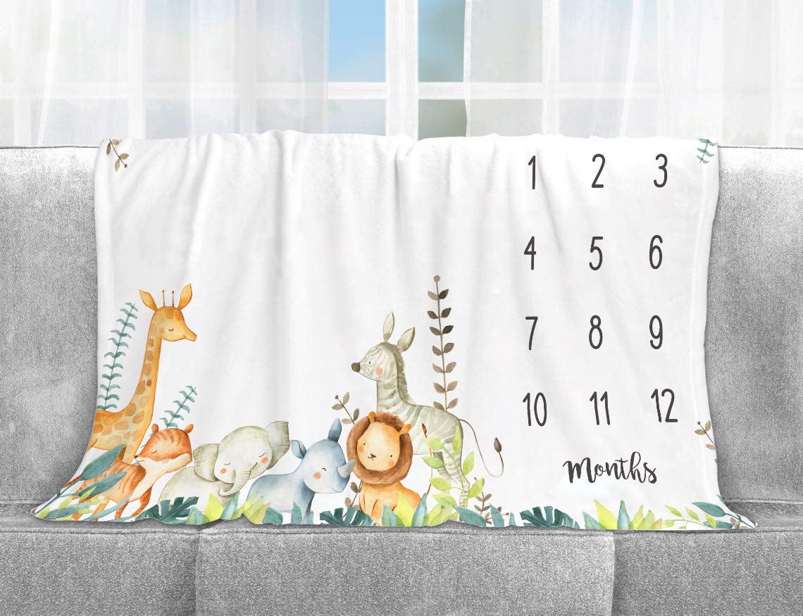 Yuzioey Safari Baby Growth Chart Blanket 1