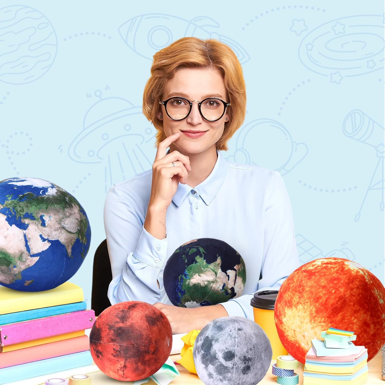 5 Planet Plush Pillow Set Sun Moon Earth