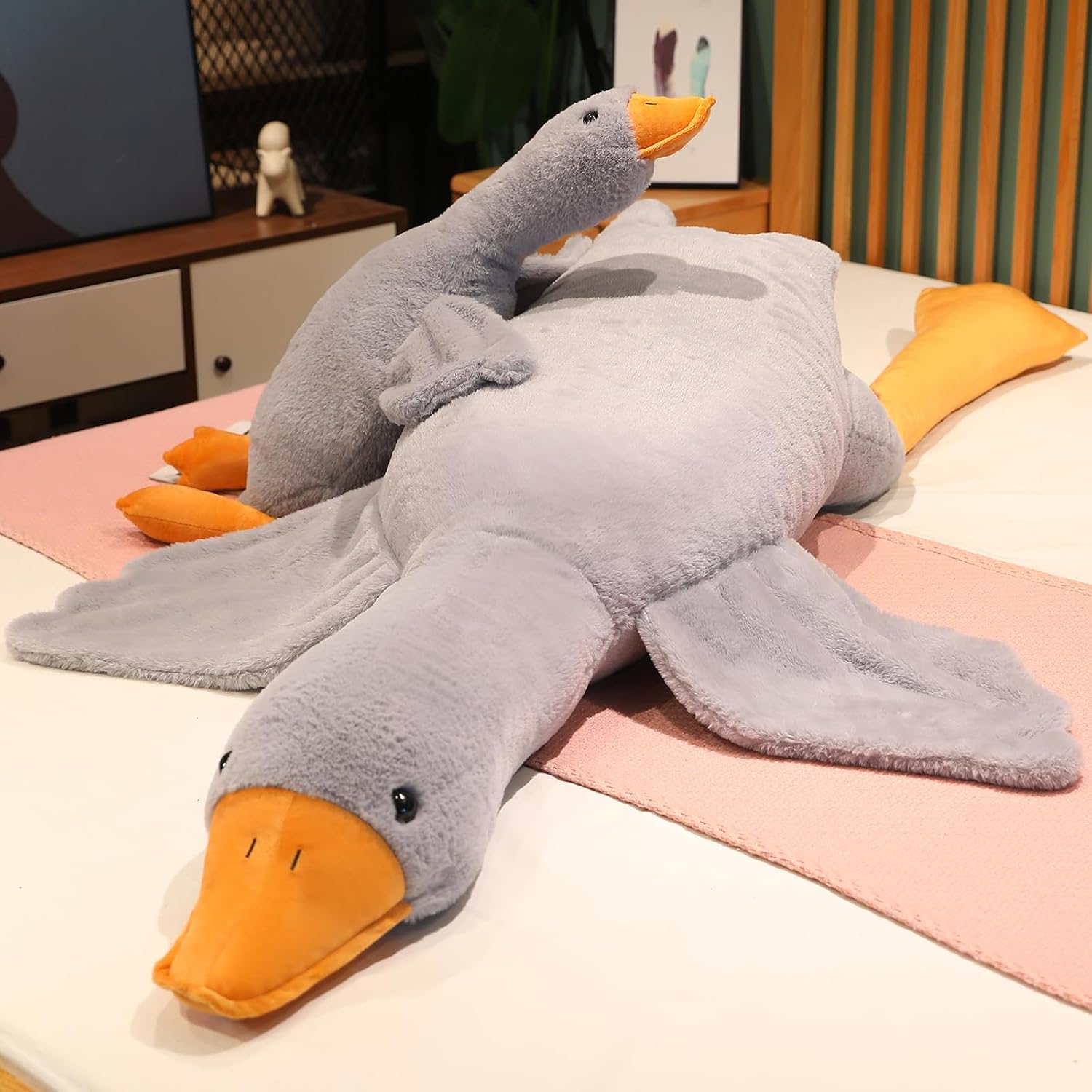Grafingy Big Grey Swan Plush Pillow