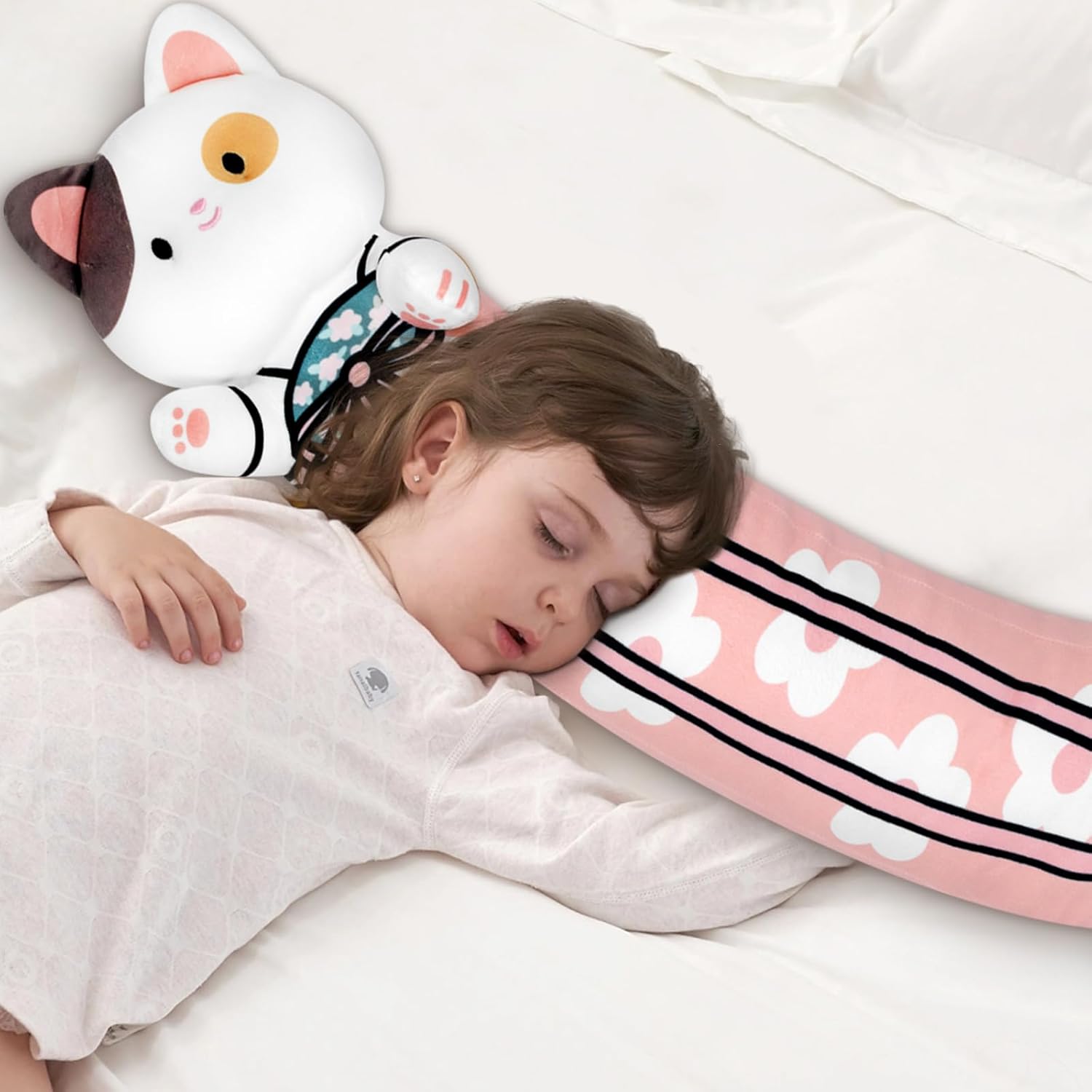 Cherry Blossom Cat Plush Pillow 34 Inch