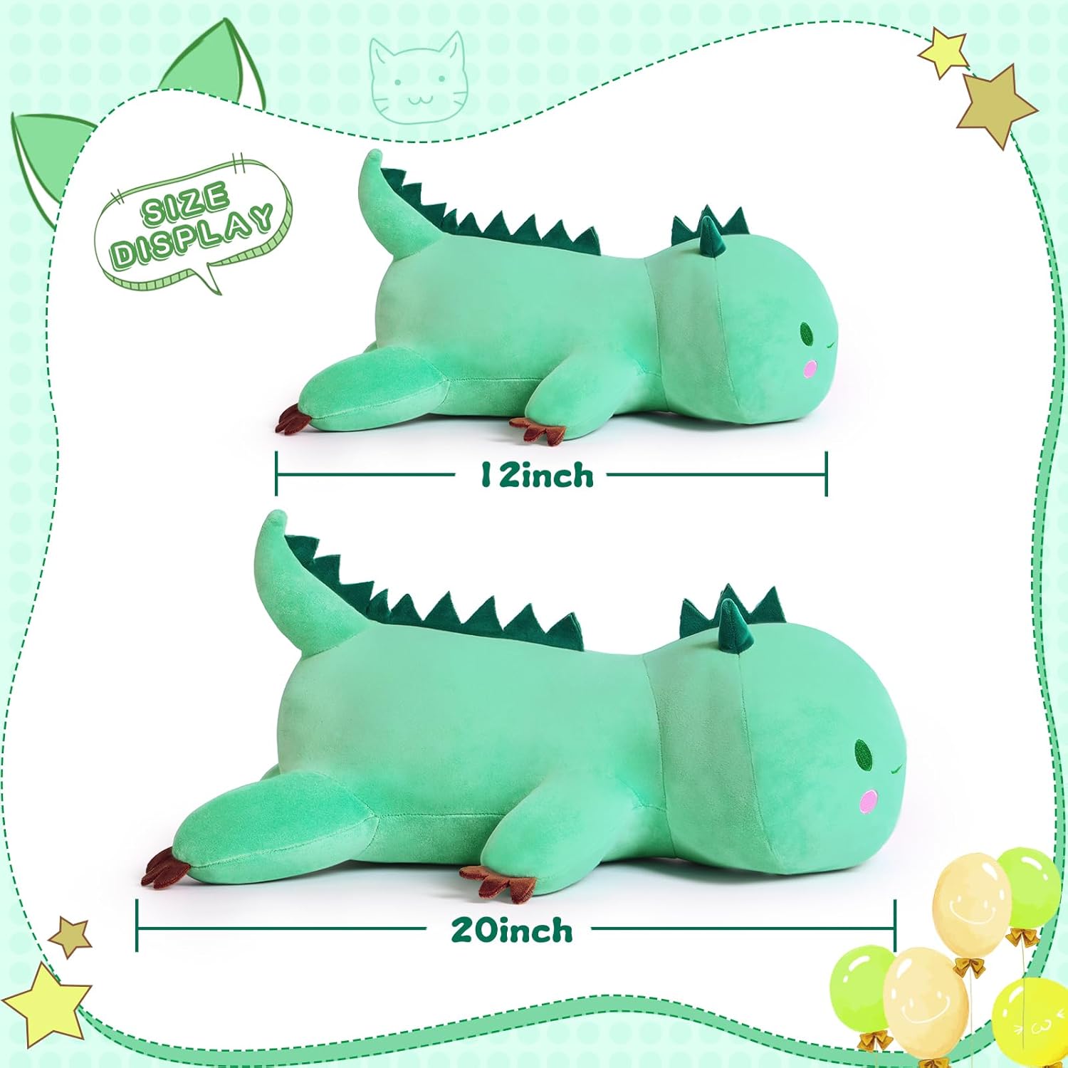 Cute Dinosaur Plush Pillow 20 Green