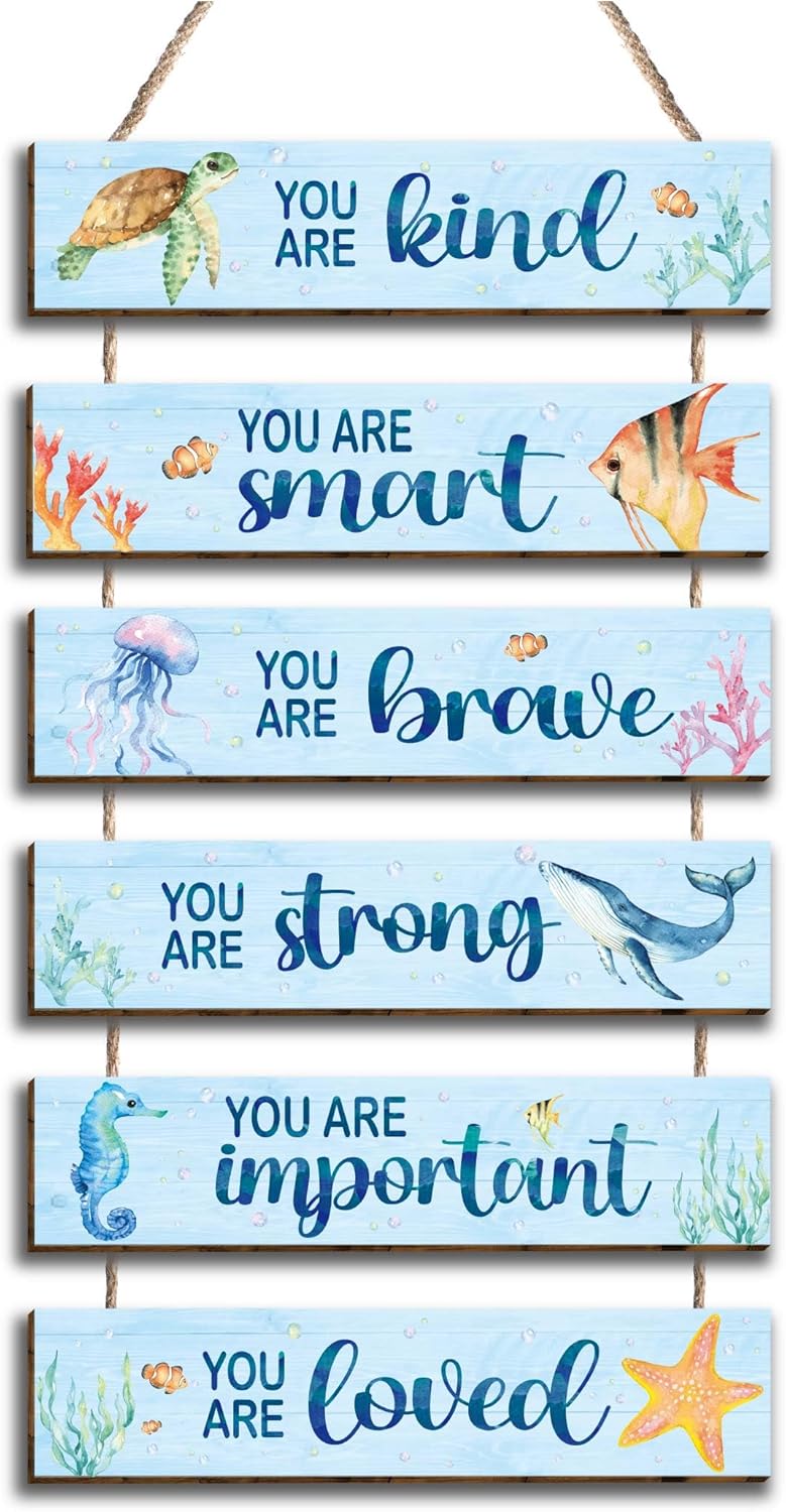 6 Pcs Ocean Decor Wall Plaques for Kids Room