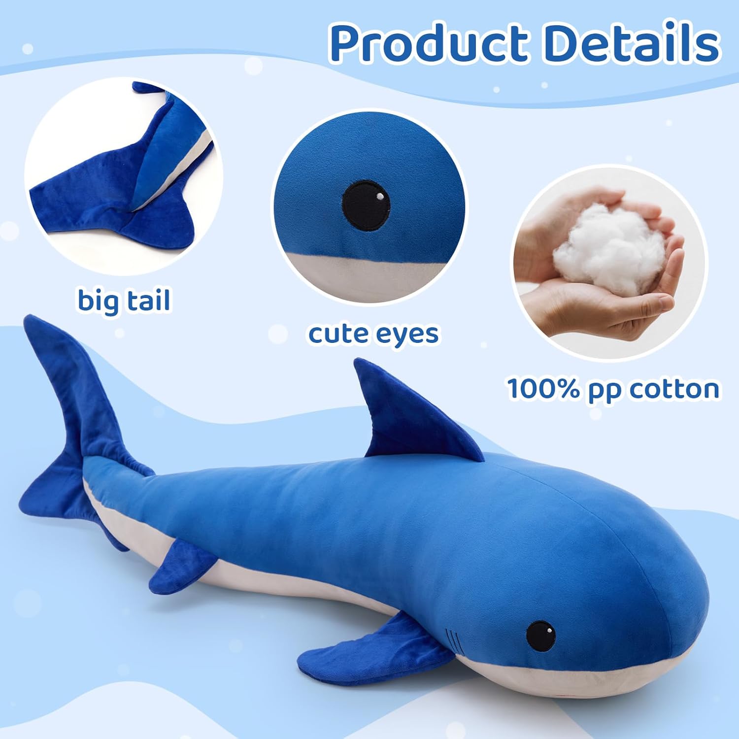 Tezituor 47 Inch Whale Plush Pillow for Kids