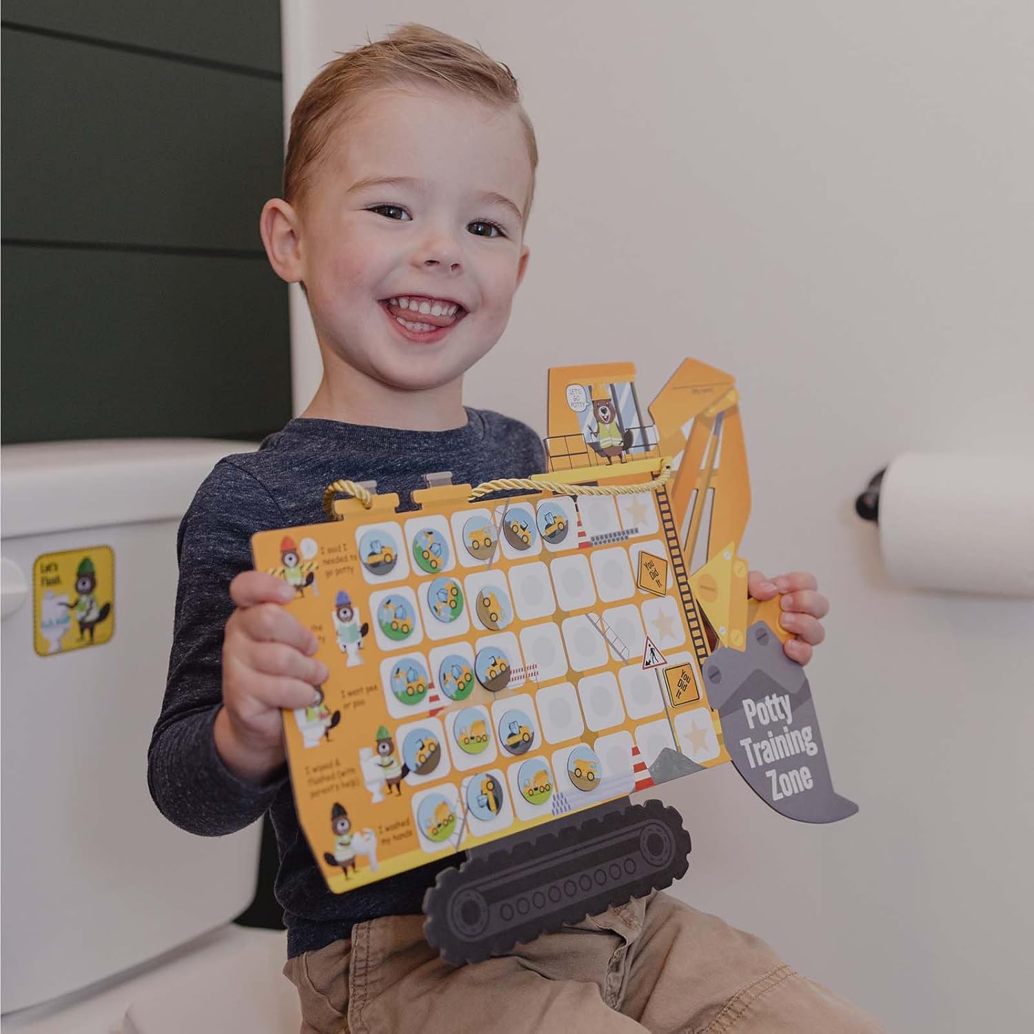 Potty Training Chart with Tractor Stickers and Crown