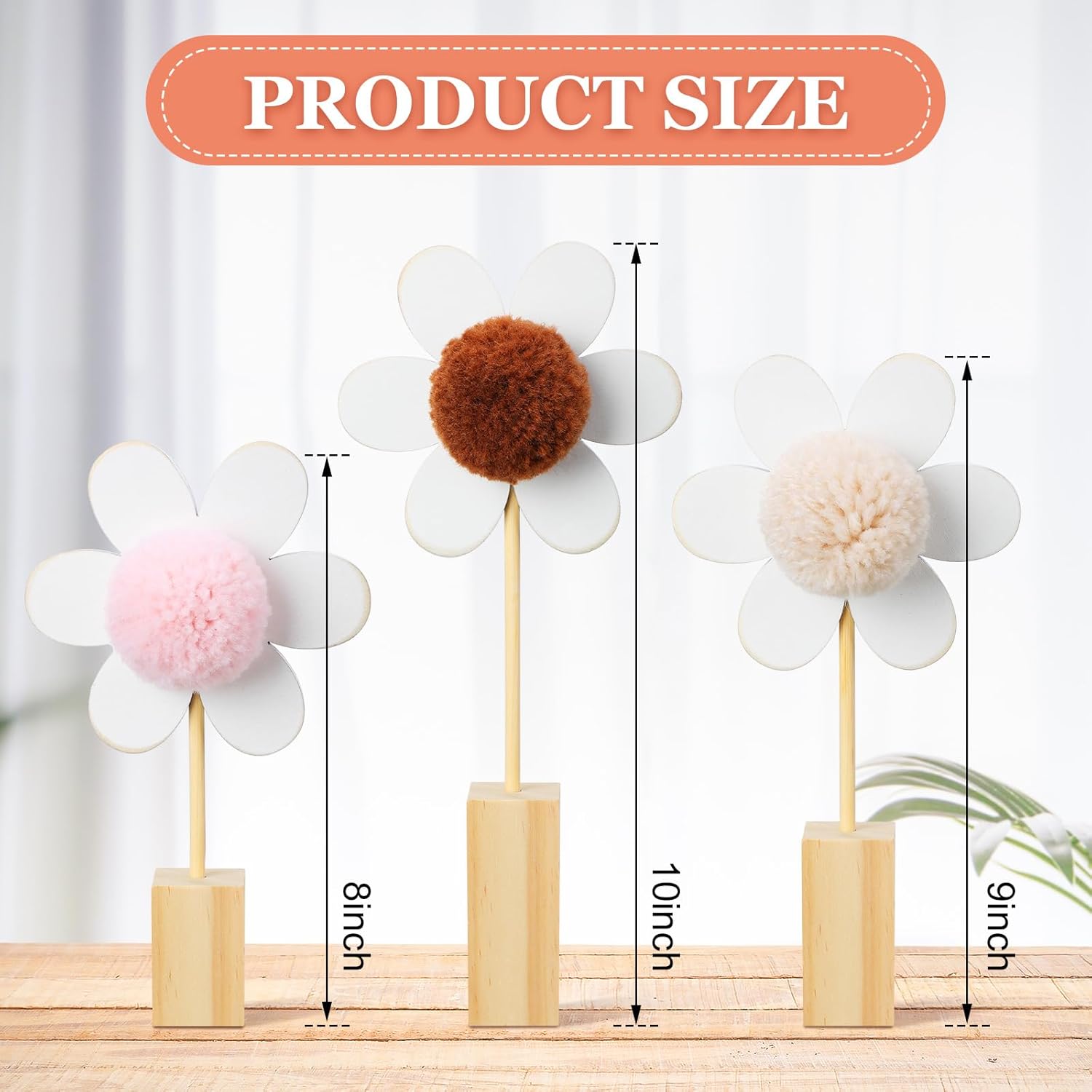3 Pcs Wooden Daisy Wall Decor Set