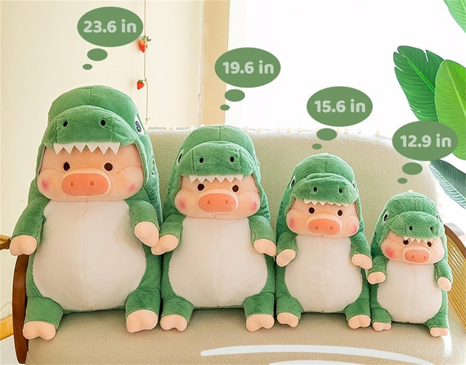 Cute Pig Plush Pillow with Shark Dinosaur Design