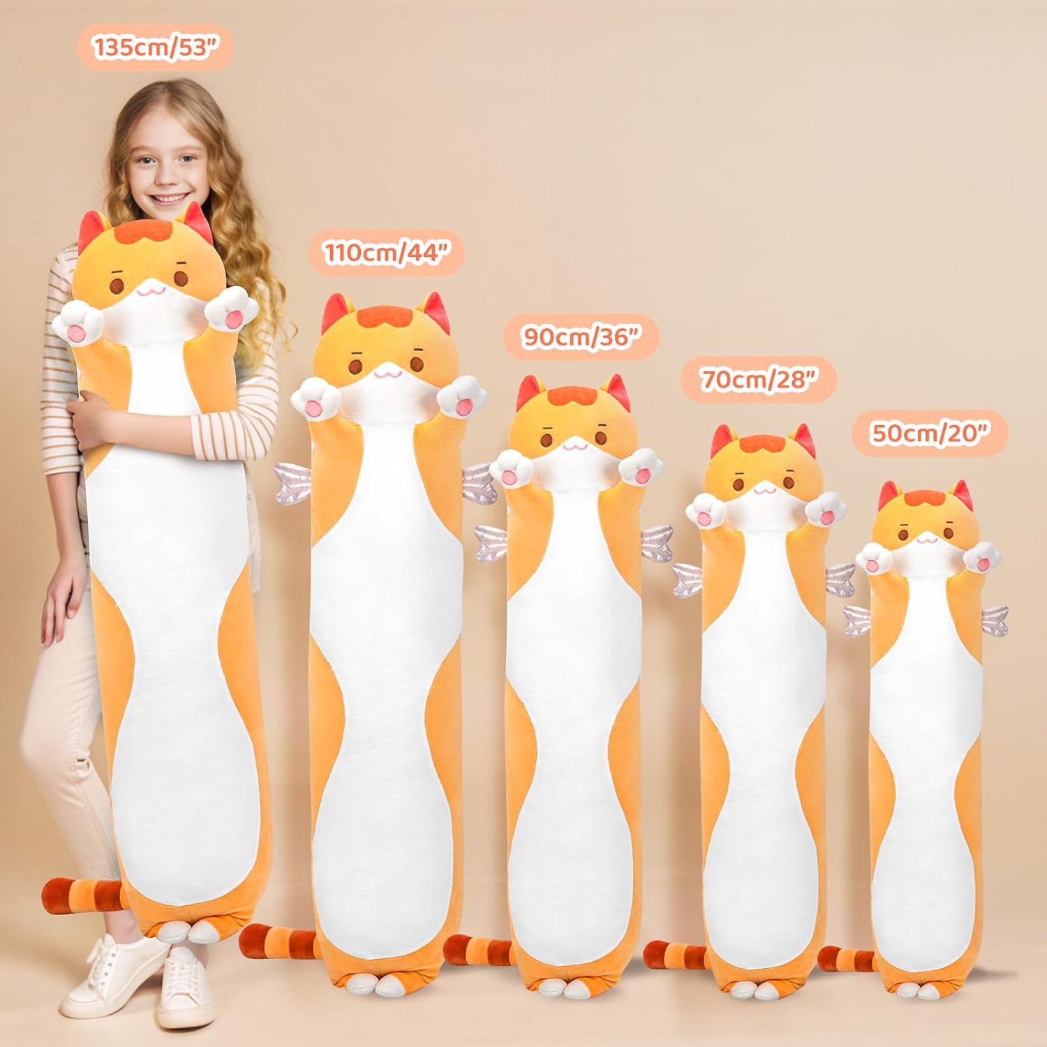 Long Cat Plush Body Pillow Cute Kitten Doll Toy