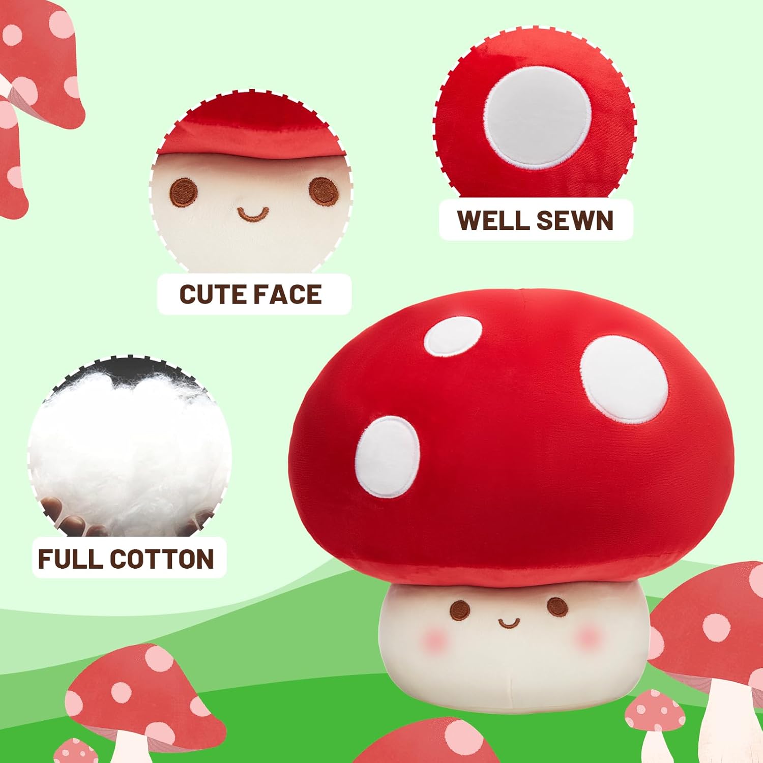 Yulefly 9-Inch Mushroom Pillow Plush