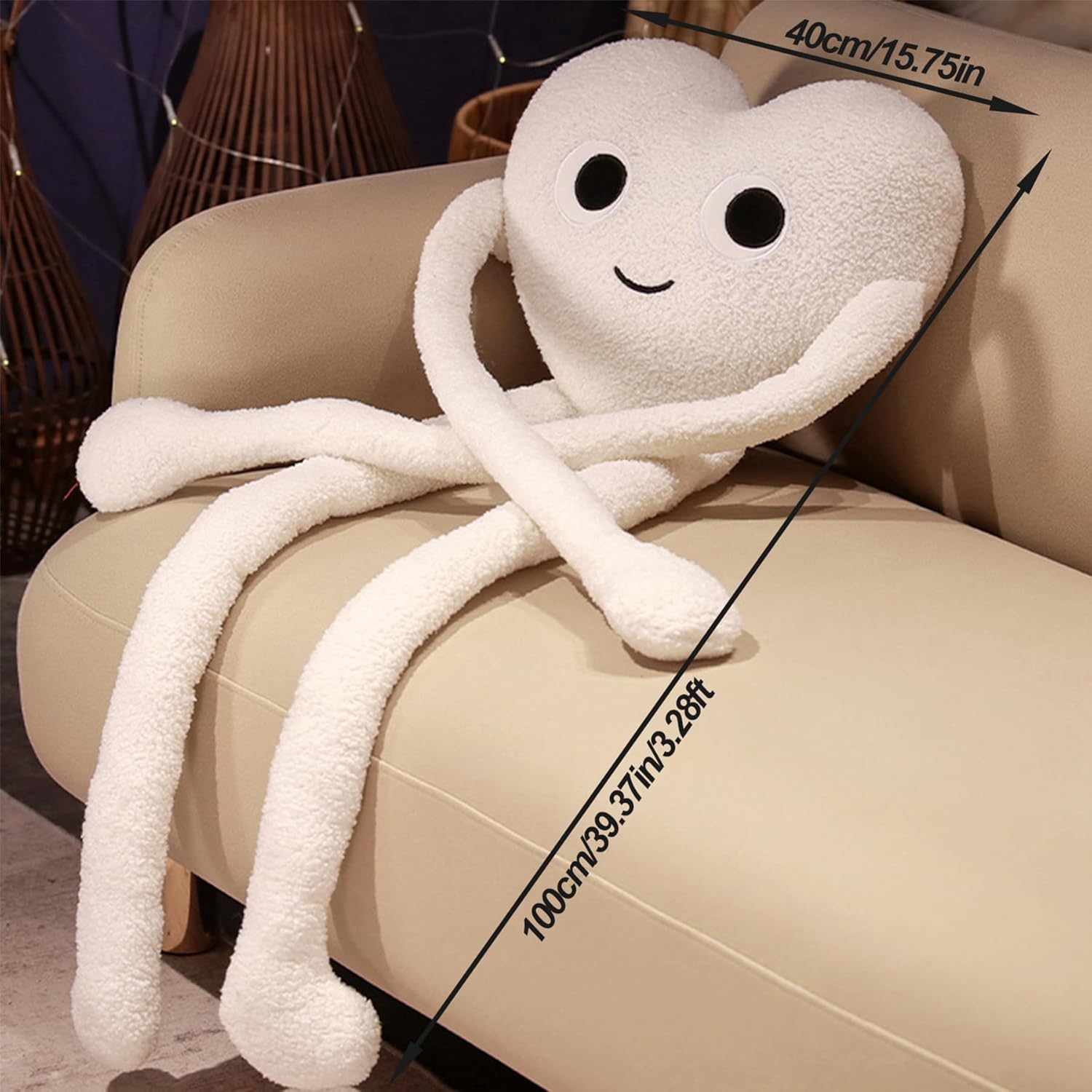 White Heart Plush Pillow 3937in