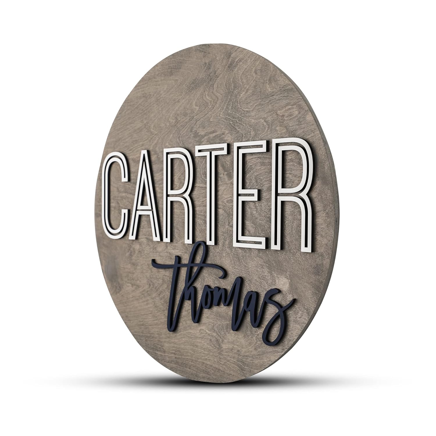 Custom Round Nursery Name Sign 3D Wall Art for Kids Room