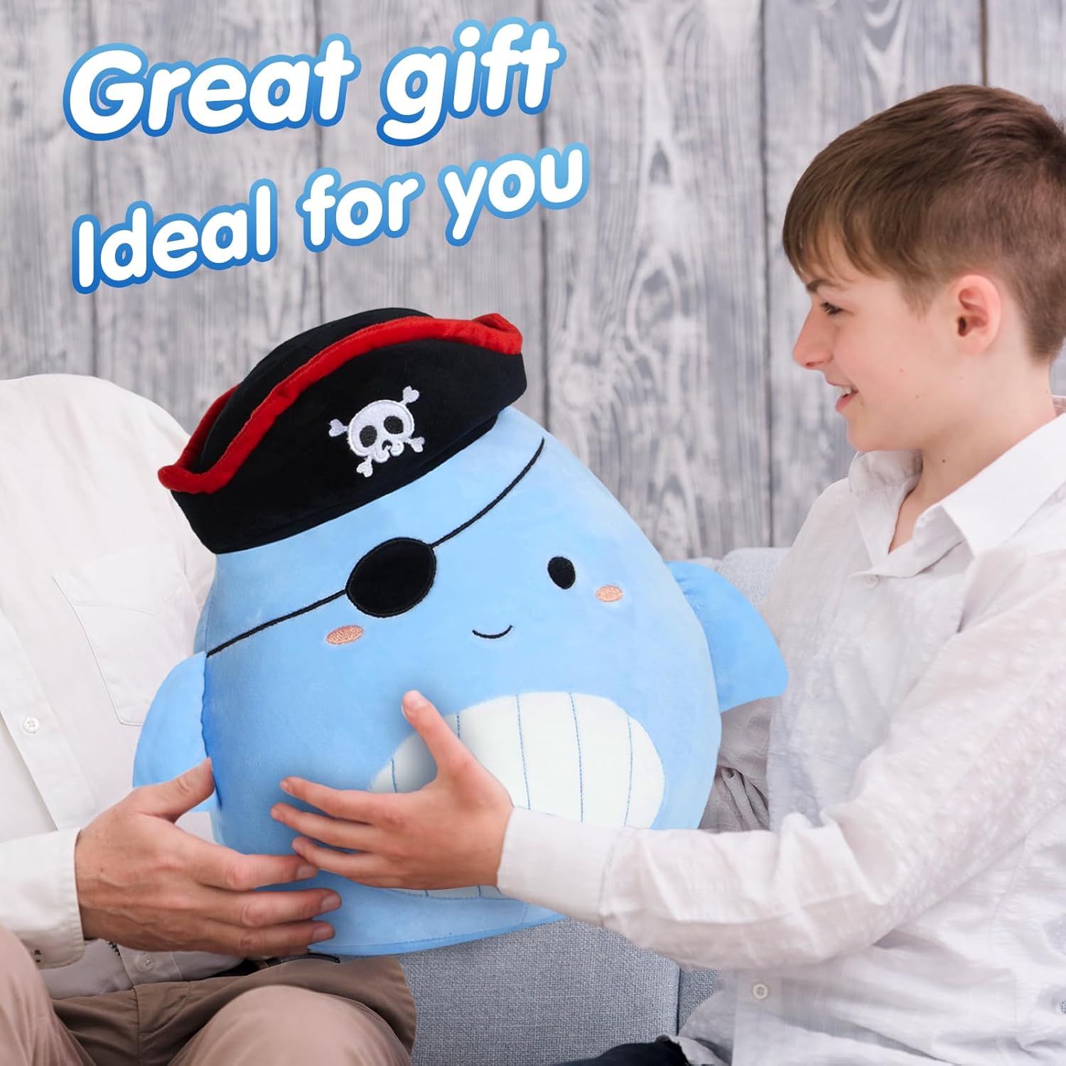 14 Inch Pirate Whale Plush Pillow