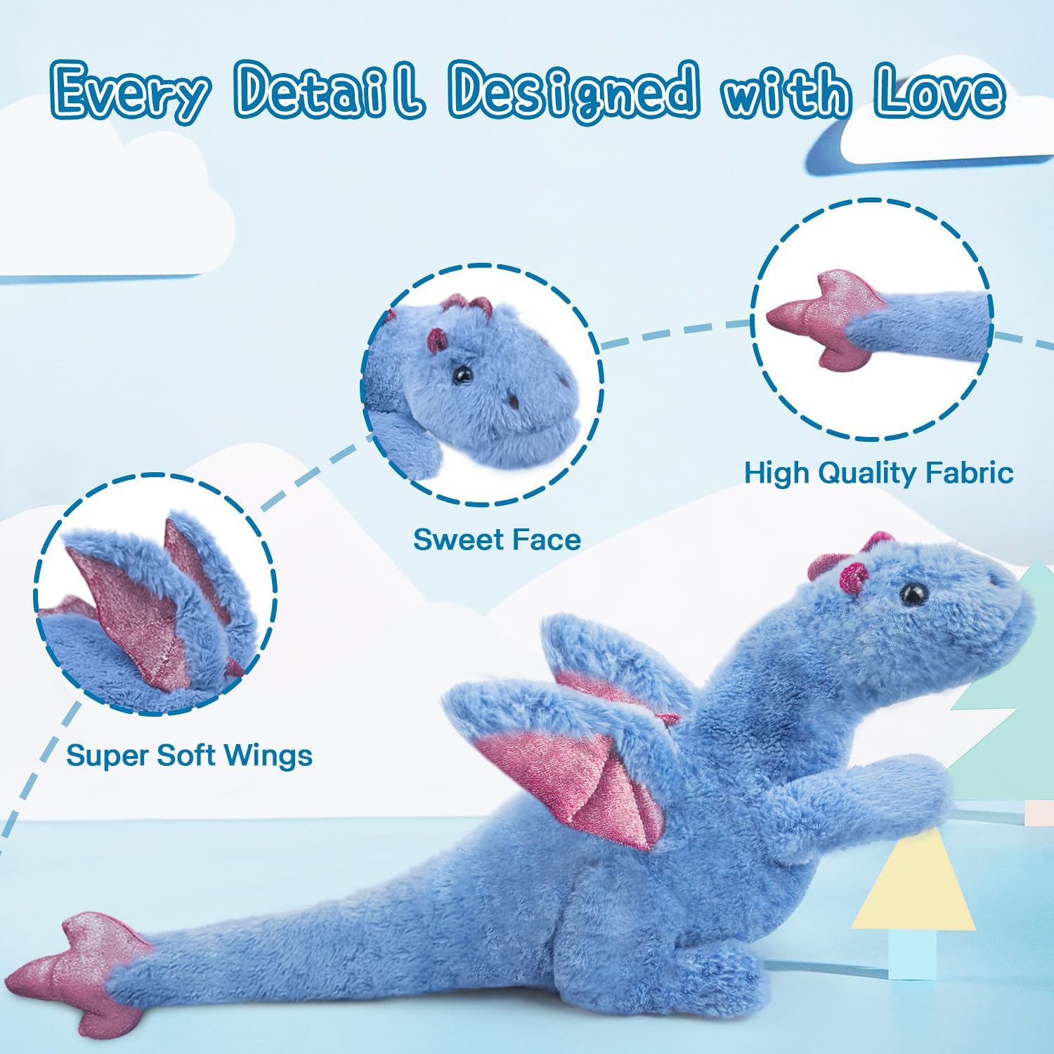 Blue Soft Dragon Plush Toy 2Lbs 275