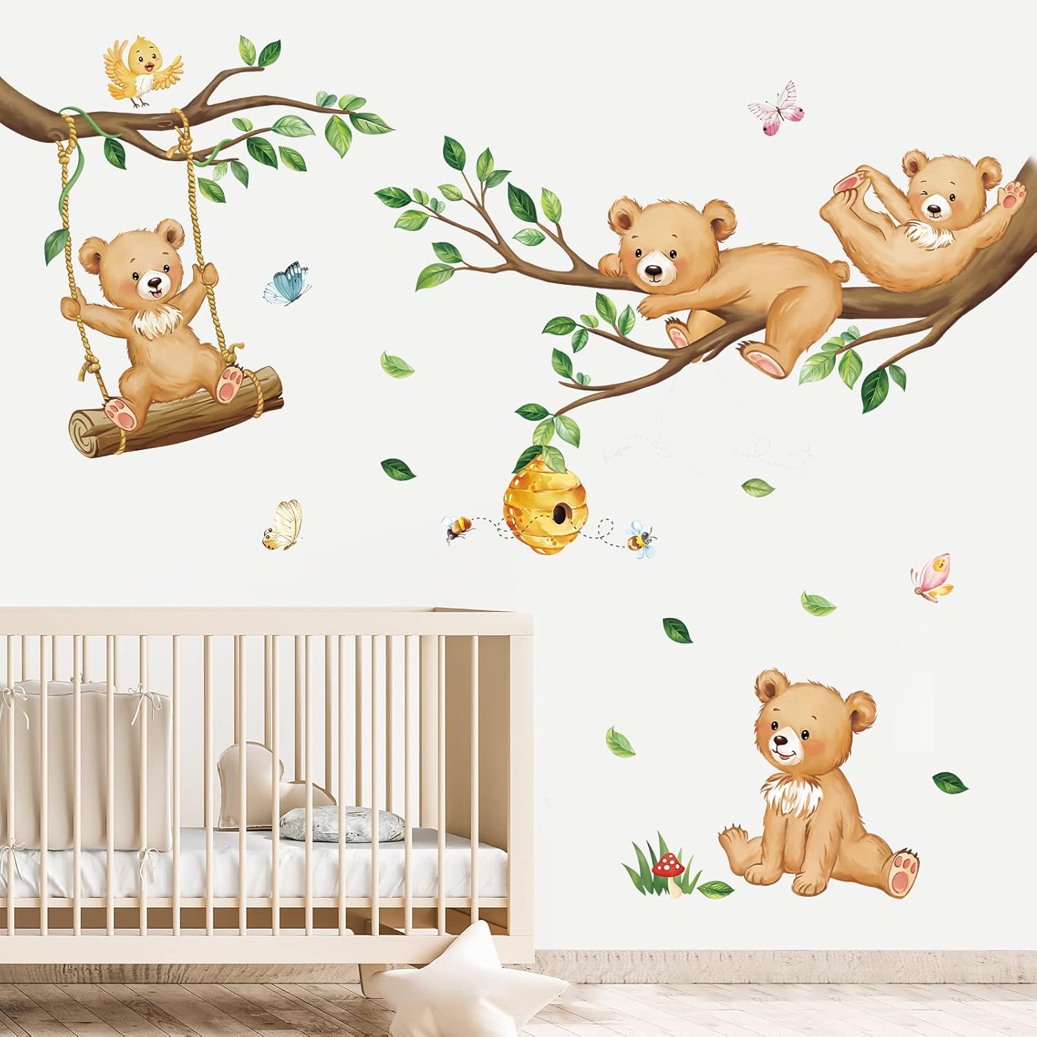 Decalmile Woodland Bear Wall Decals