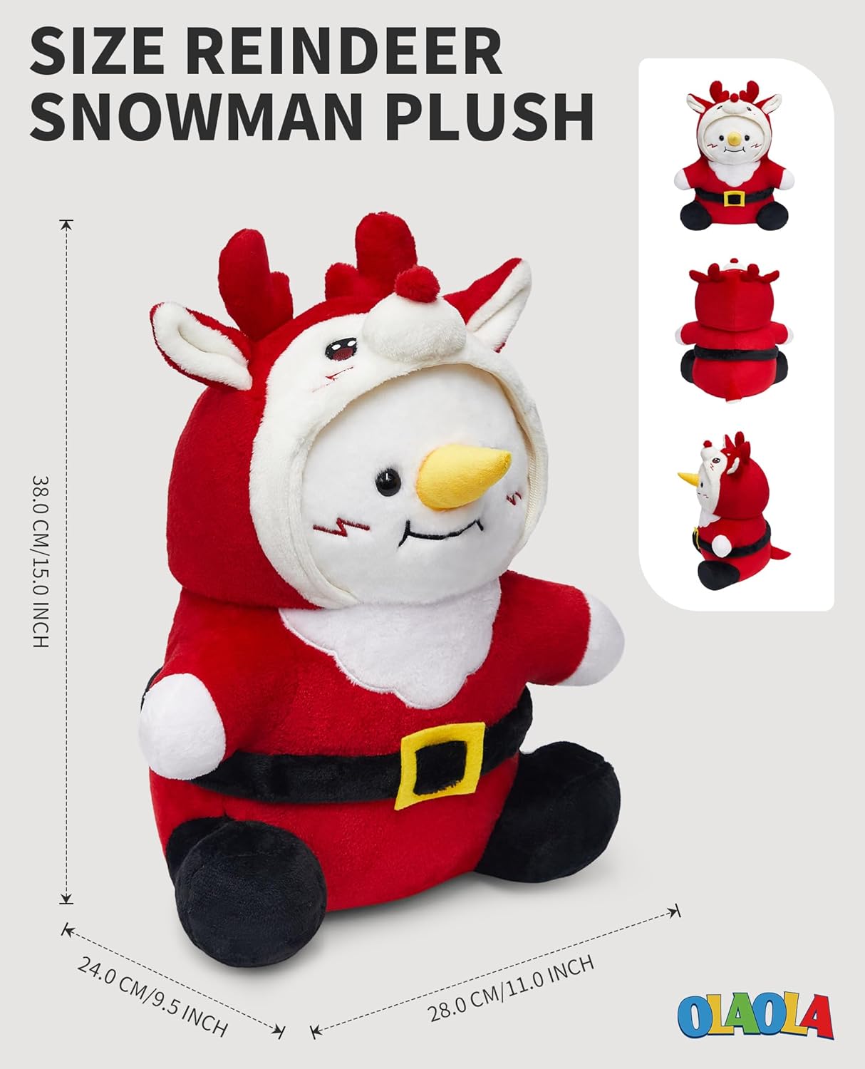 OLAOLA Christmas Reindeer Snowman Plush Pillow