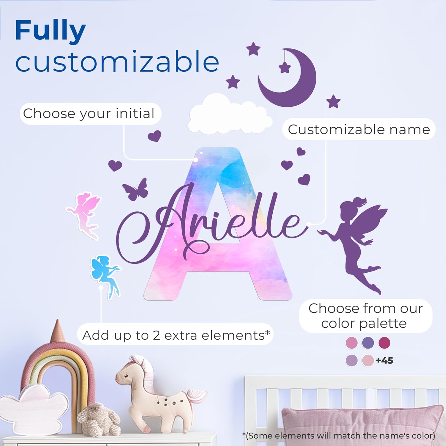 Customizable Name Wall Decals for Girls Room Decor