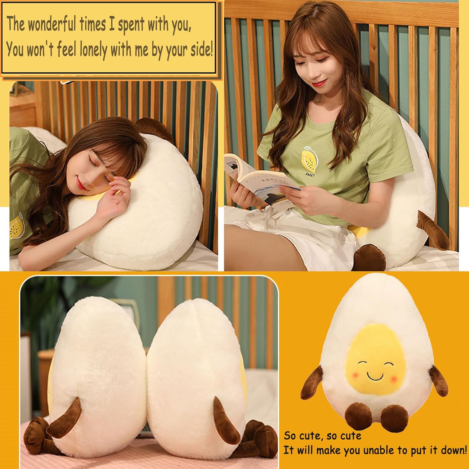 Smiling Poached Eggs Plush Pillow - Soft and Cute
