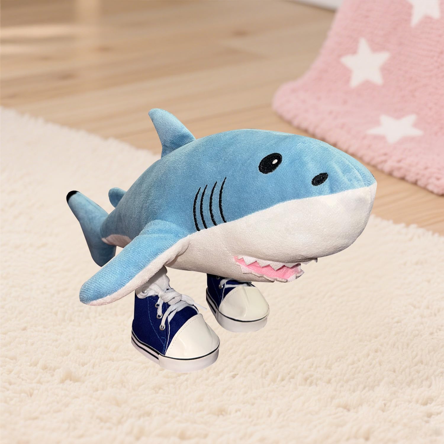 Italian Shark Plush Pillow Blue