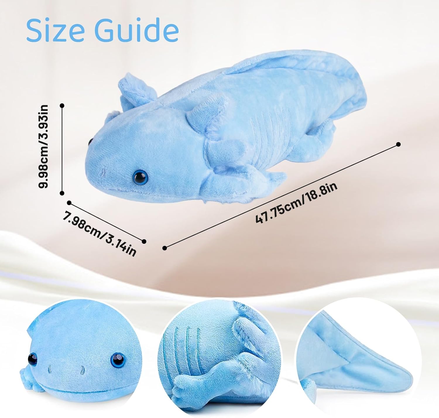 Soft Axolotl Plush Pillow - 19 Inch Blue Cuteness