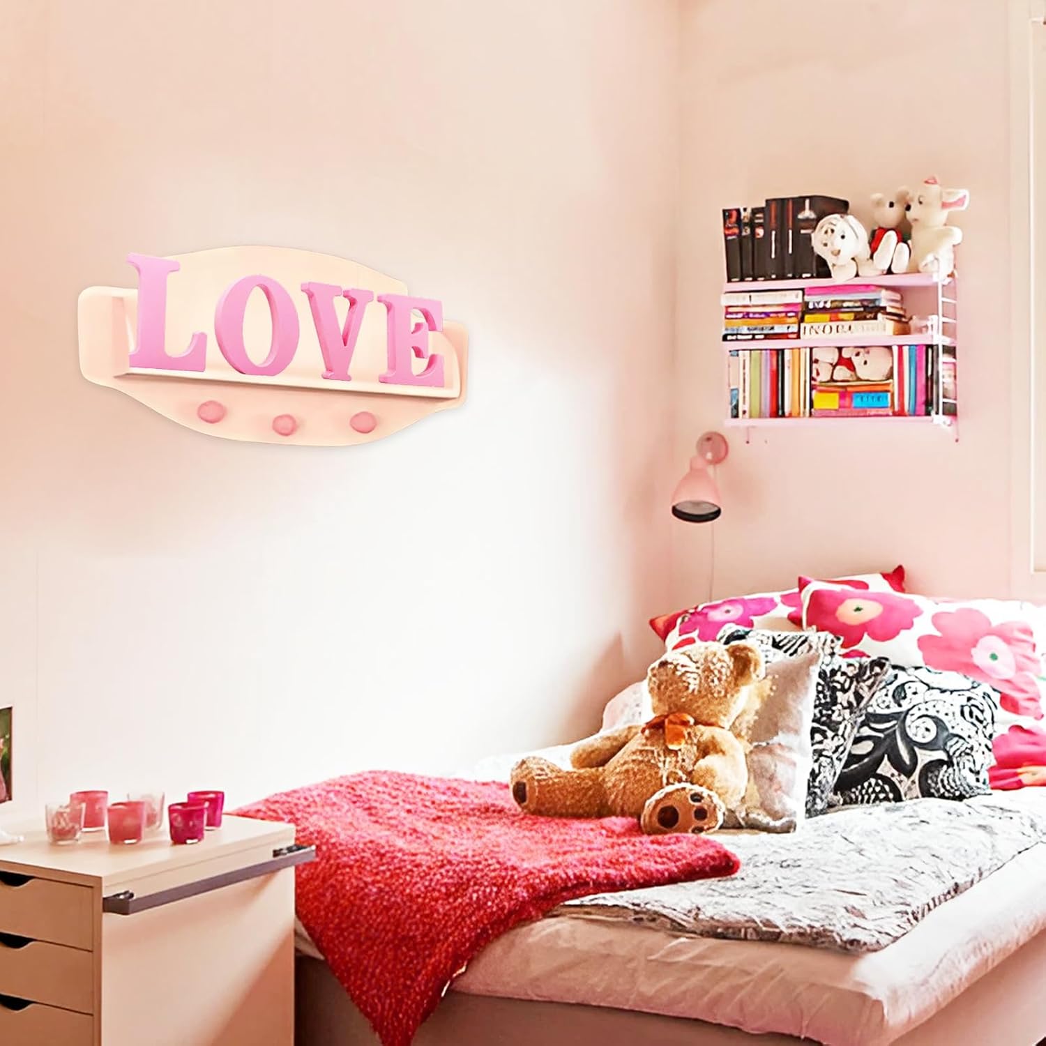 AOCEAN 8 Inch Pink Wood Letters for Wall Decor