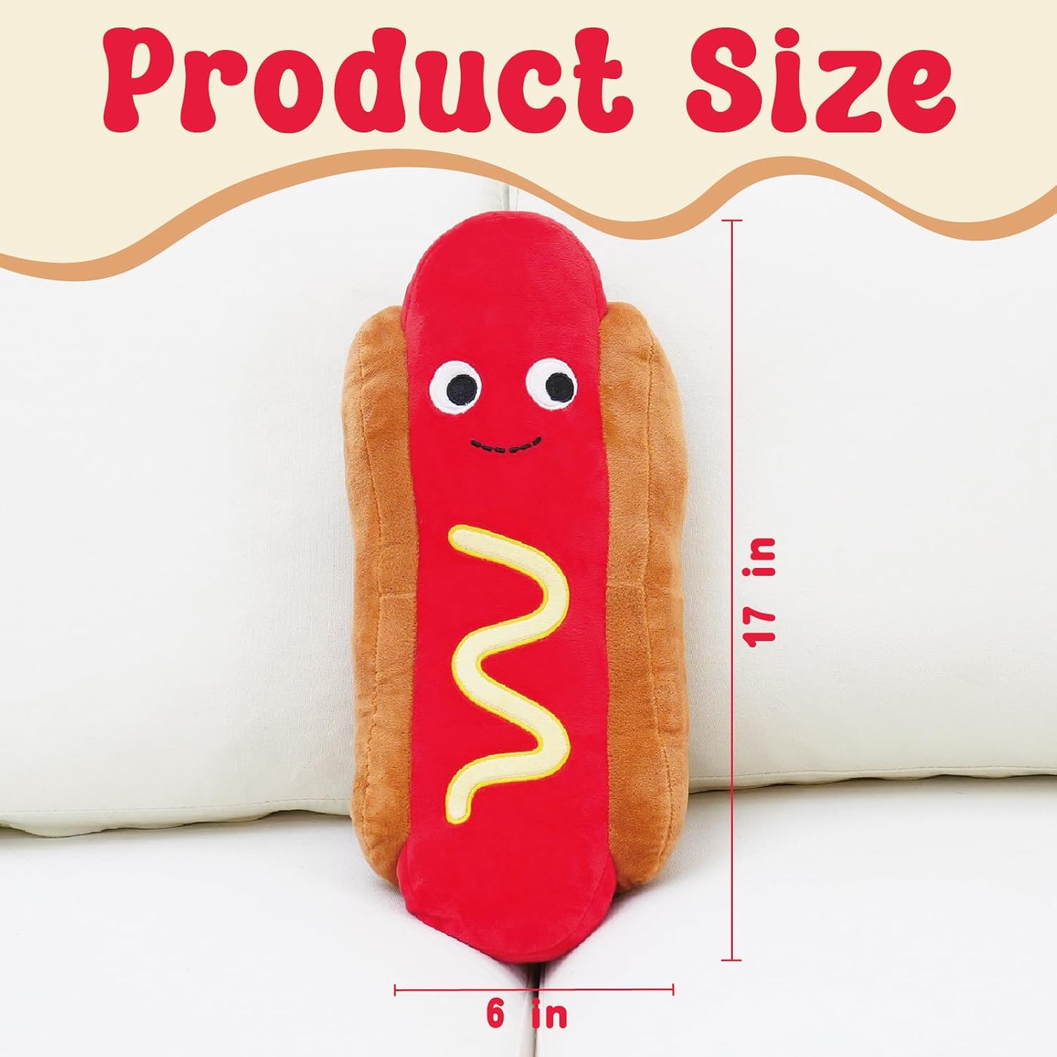Hot Dog Plush Pillow 177 Inch Soft Stuffed Toy