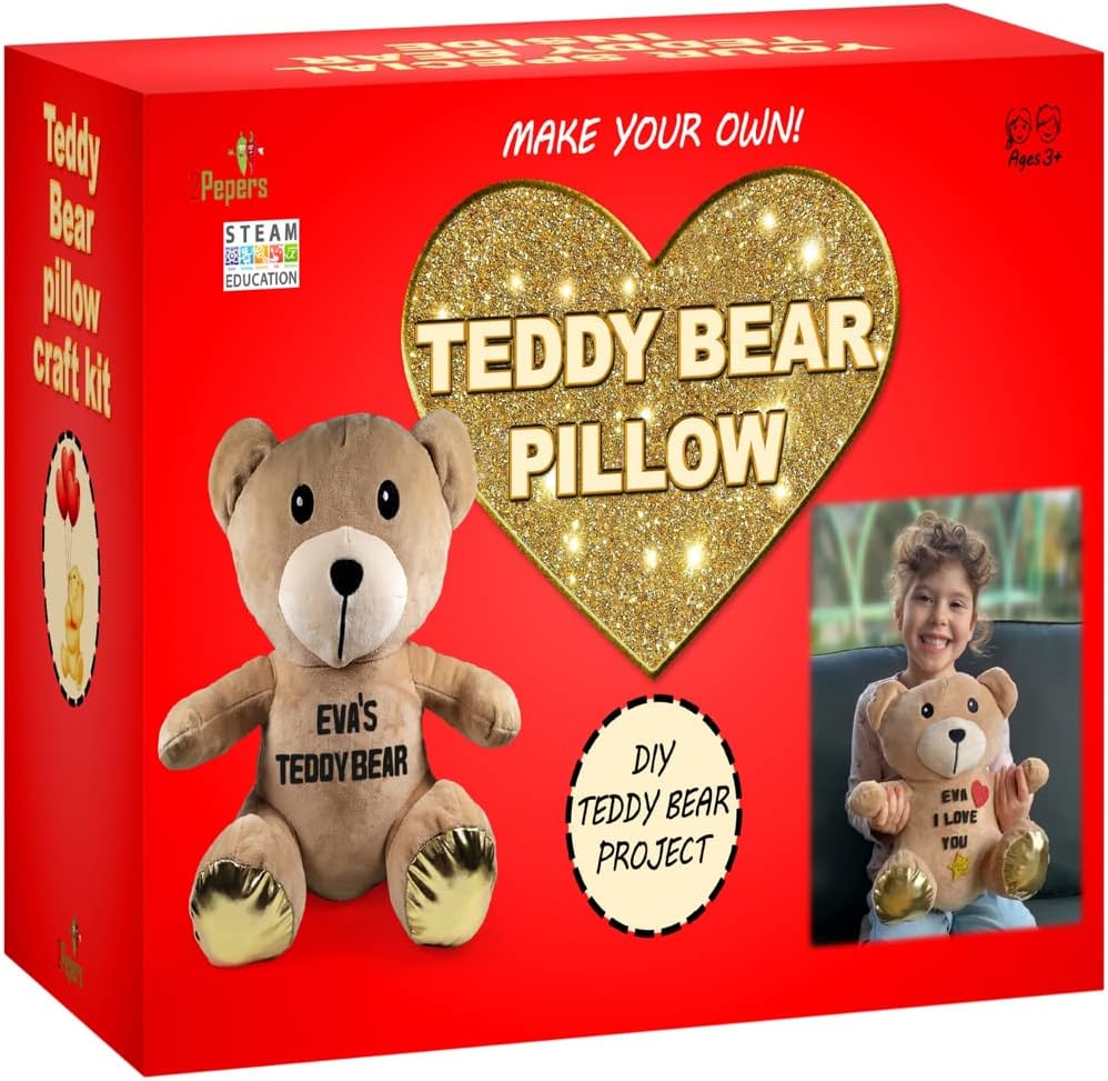 Make Your Own Teddy Bear Plush Pillow Kit for Kids No Sew
