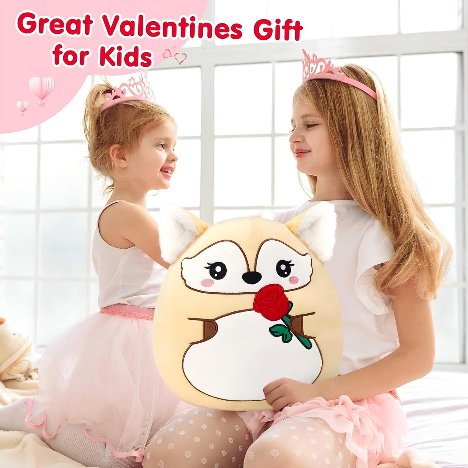 WEWILL 12 Inch Valentine Fox Plush Pillow
