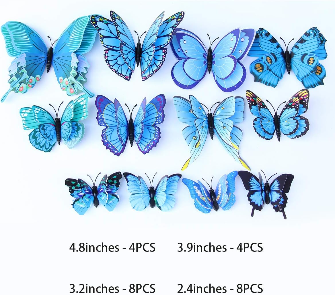 Somotersea 24Pcs 3D Butterfly Wall Decor